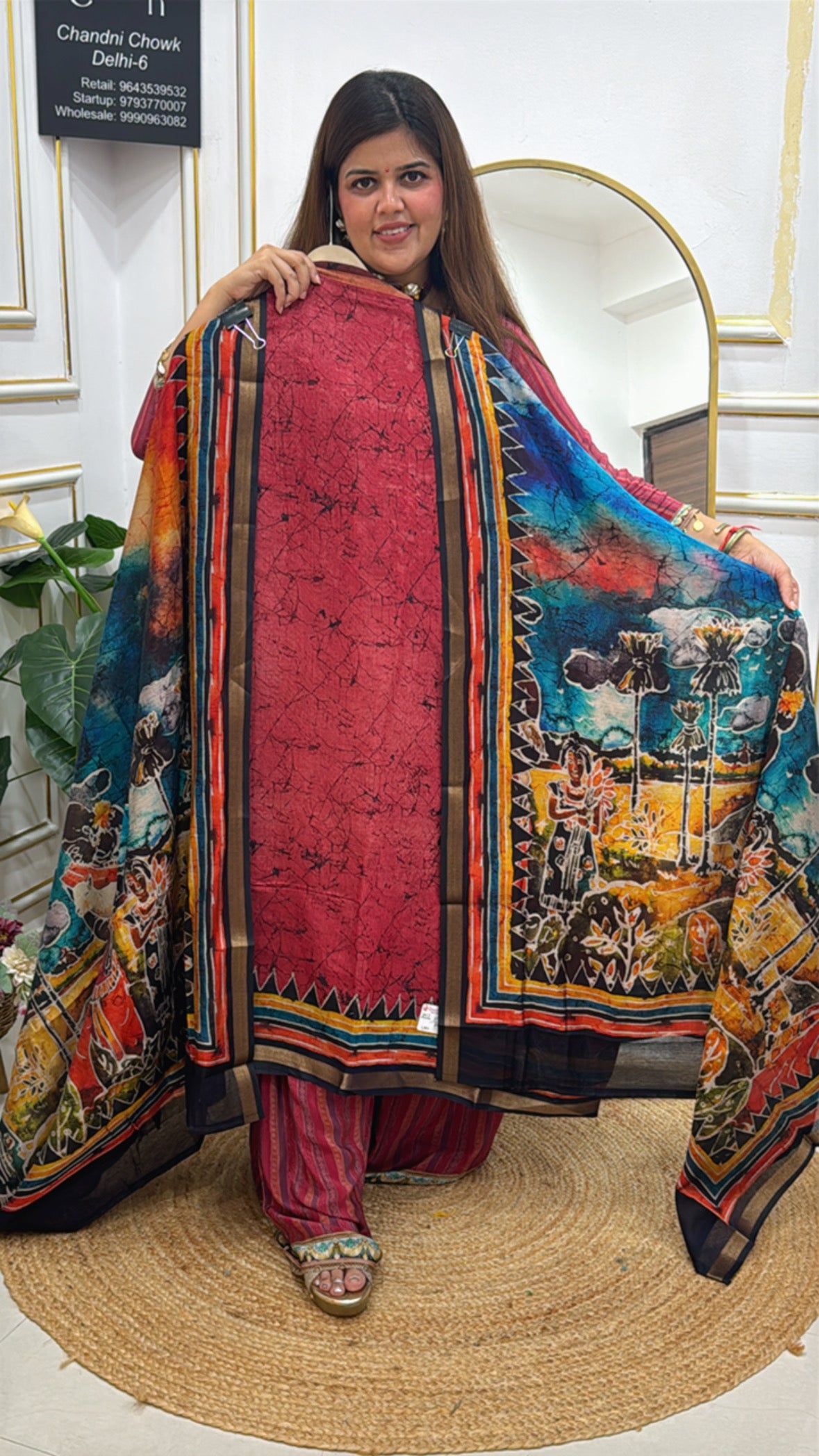 Casual and comfortable pure soft chanderi silk suit material with abstract printed designer dupatta GF628