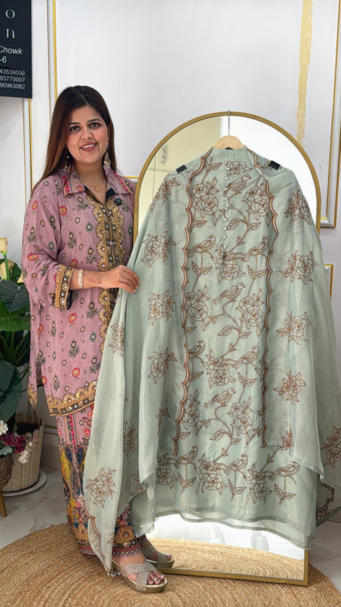 Premium Pure Shimmer Tissue Suit with Designer Applique Embroidery GF 428