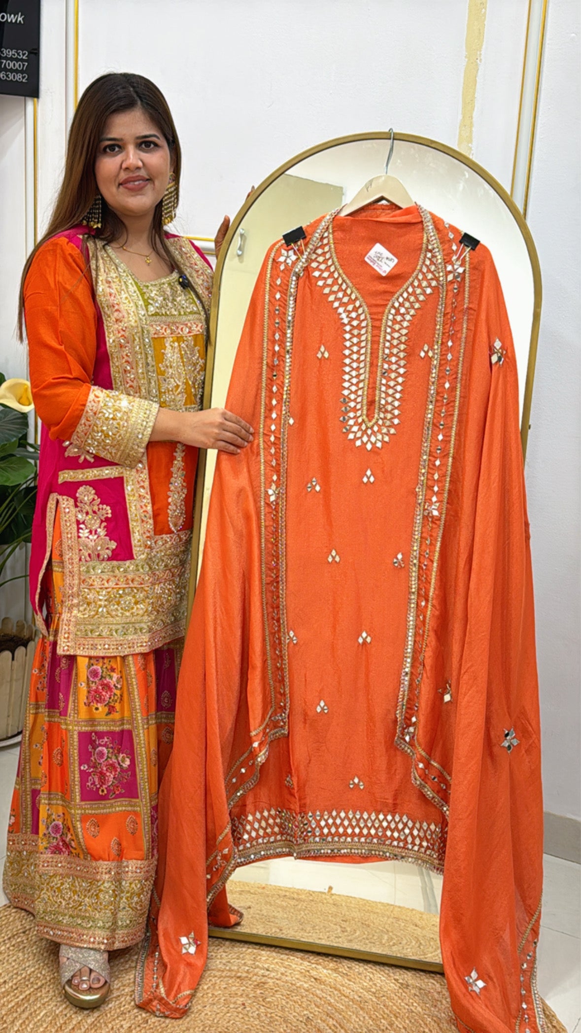 Mirror Work Special Pure Shimmer Silk Suit Material with Matching Mirror Detailed Dupatta GF 551