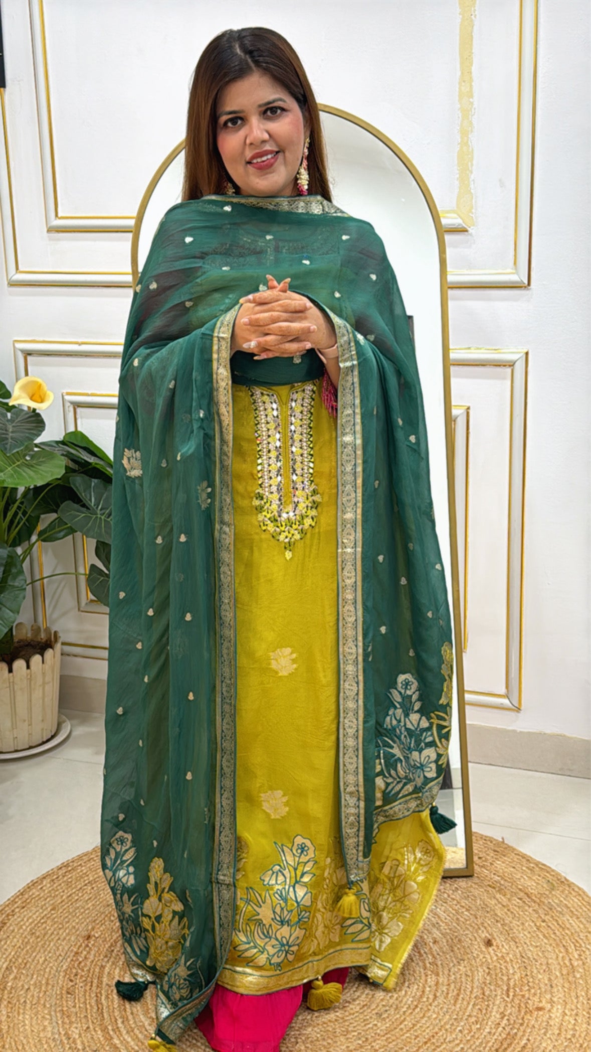 Partywear Special Pure Organza Silk Kanjivaram Weaved Shirt Material with Contrasting Kanjivaram Weaved Dupatta GF 445