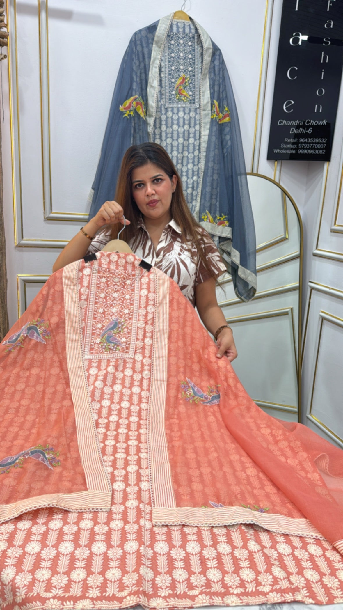 Women's Casual Cotton Suit with Full Applique Work &amp; Matching Cotton Dupatta GF 266