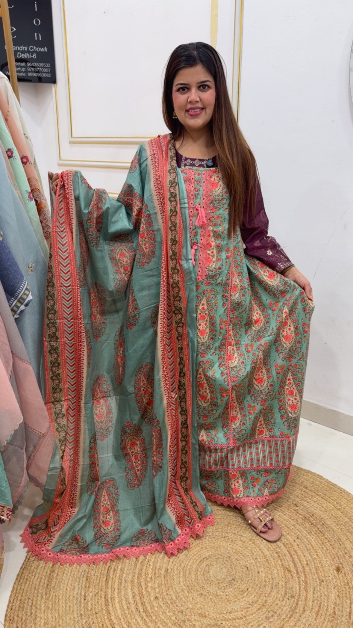 Pure cotton super Summerish casual cotton suit material along with pure cotton dupatta with printed cotton bottom GF1137 PASTEL AQUA GREEN