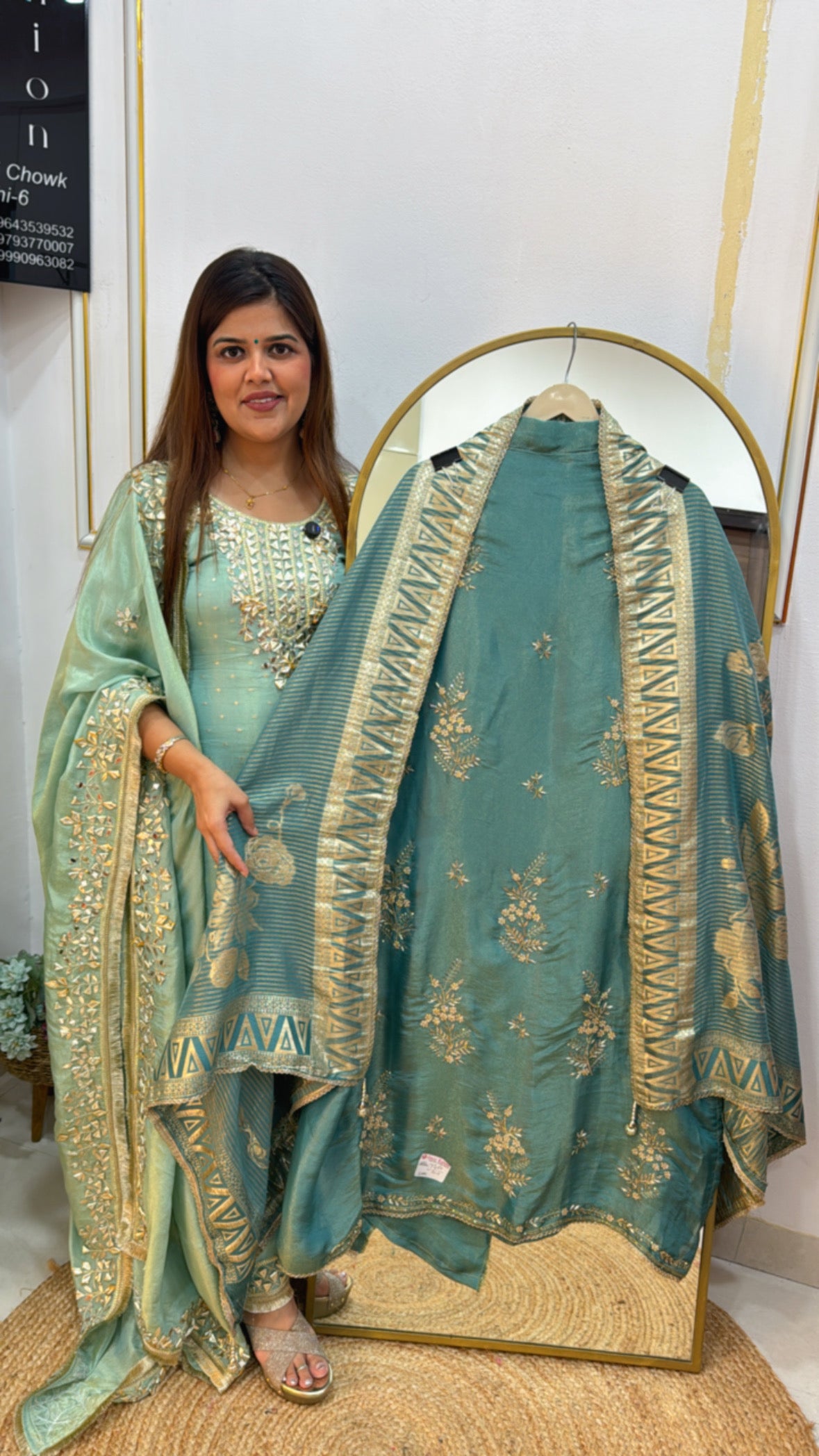 Partywear special pastel and designer pure handwork silk suit material along with designer fully weaved dupatta  GF587