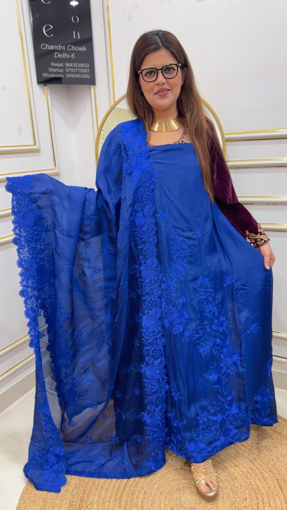 Partywear and casual smart crape tone to tone embroidered designer suit material with design gene crape silk dupatta GF883