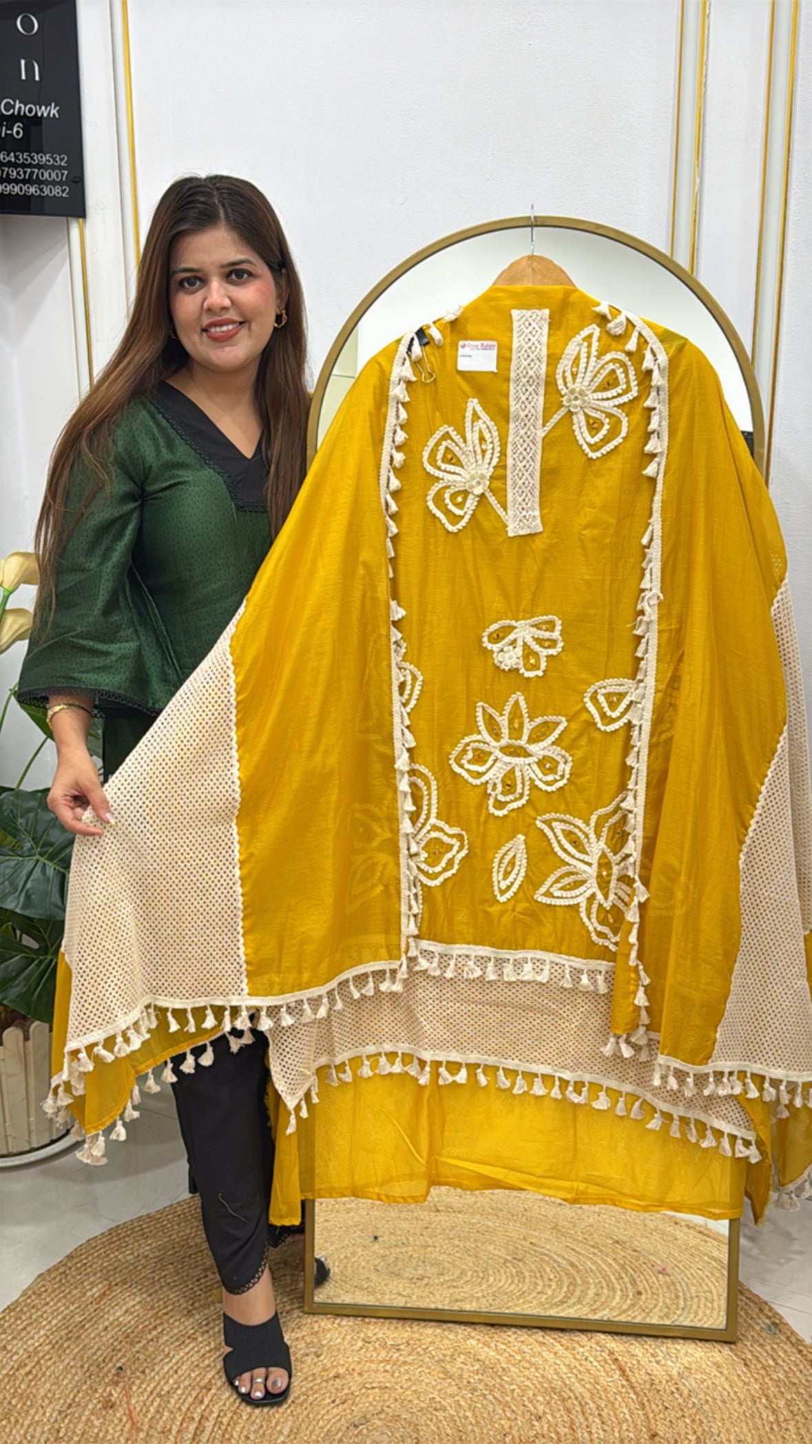 Trending Boho Designer Suit in Mal Chanderi with Patterned Dupatta GF 315