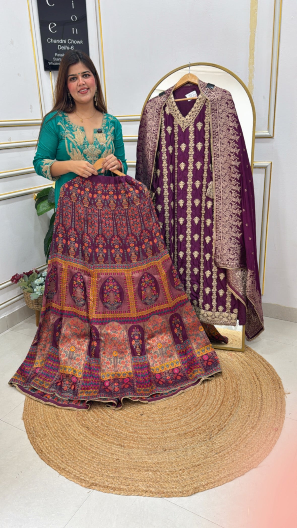 Premium festival special premium pure raw silk skirt with pure chinnon semi stich full embroidery work shirt GF609