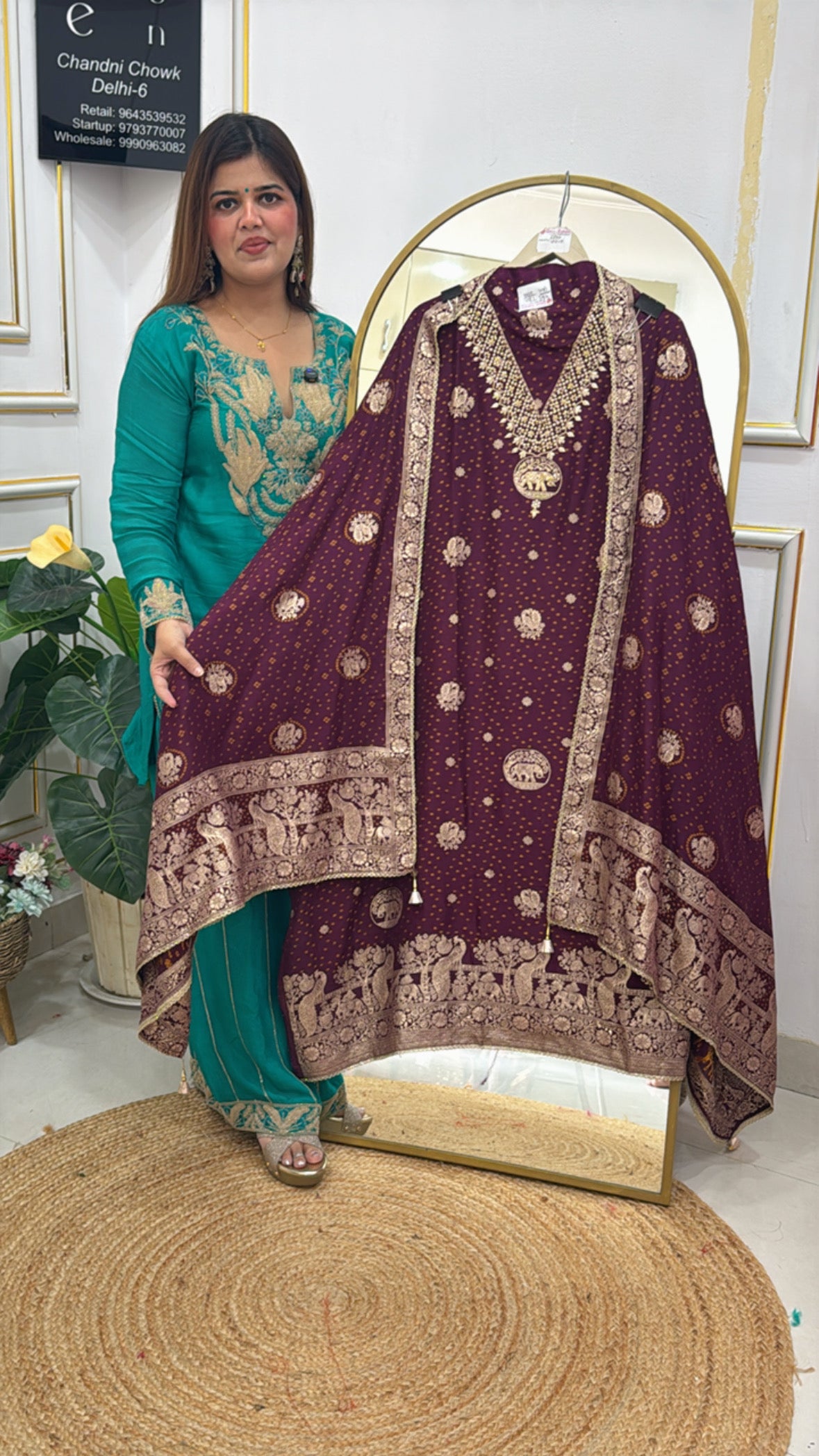 Karwa chauth special pure raw silk fully weaved shirt and dupatta  GF611