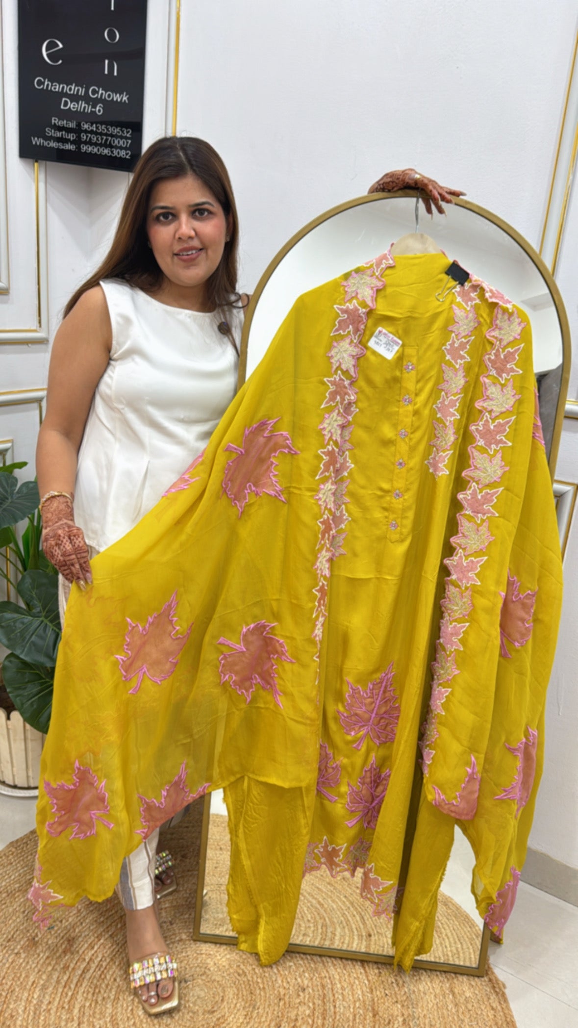 Women's Unstitched Raw Silk Suit with Applique Work &amp; Matching Organza Dupatta GF 269