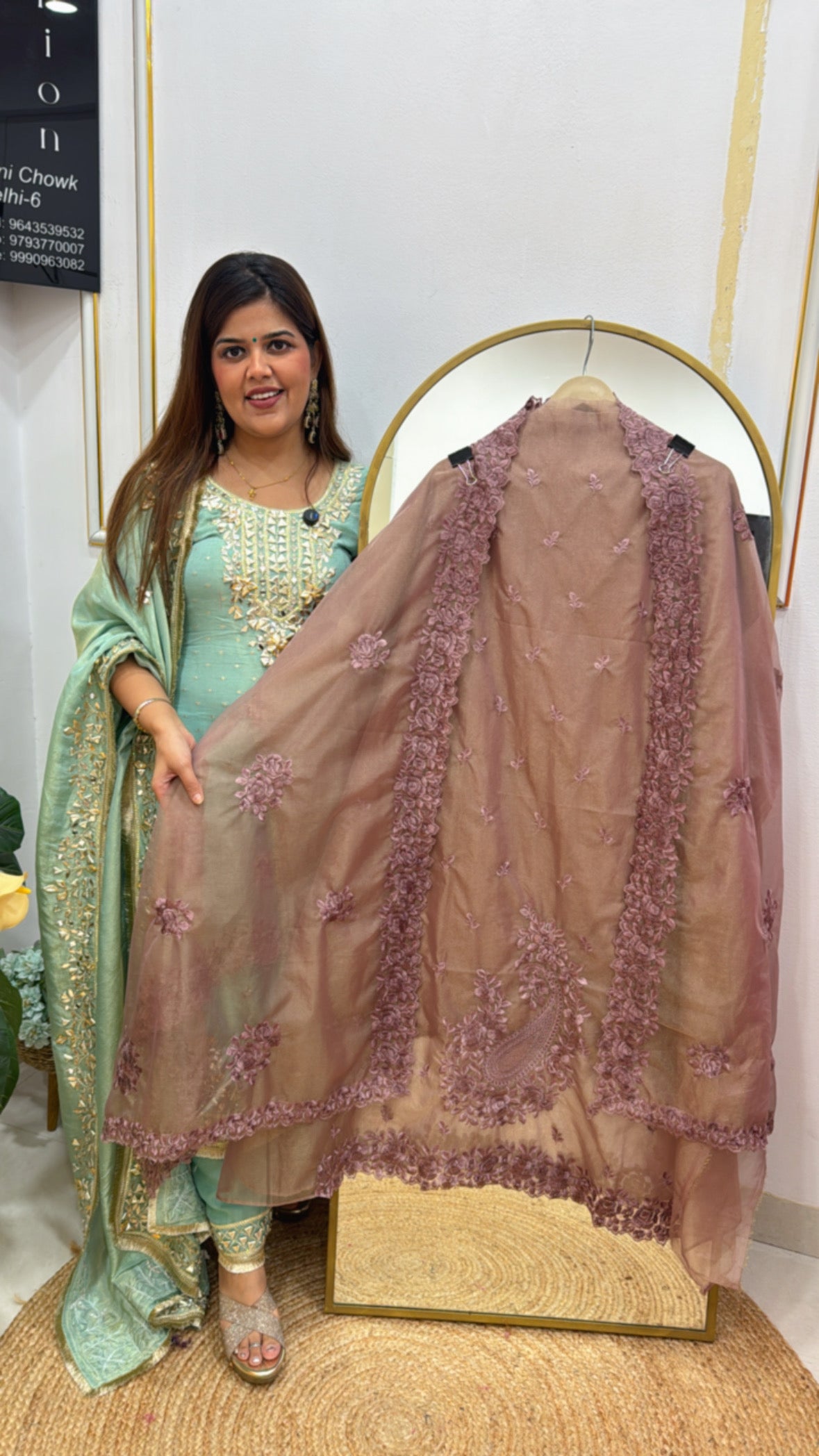 Best seller latest burberry silk suit material with tone to tone embroidery along with designer laser scalped embroidered dupatta GF583