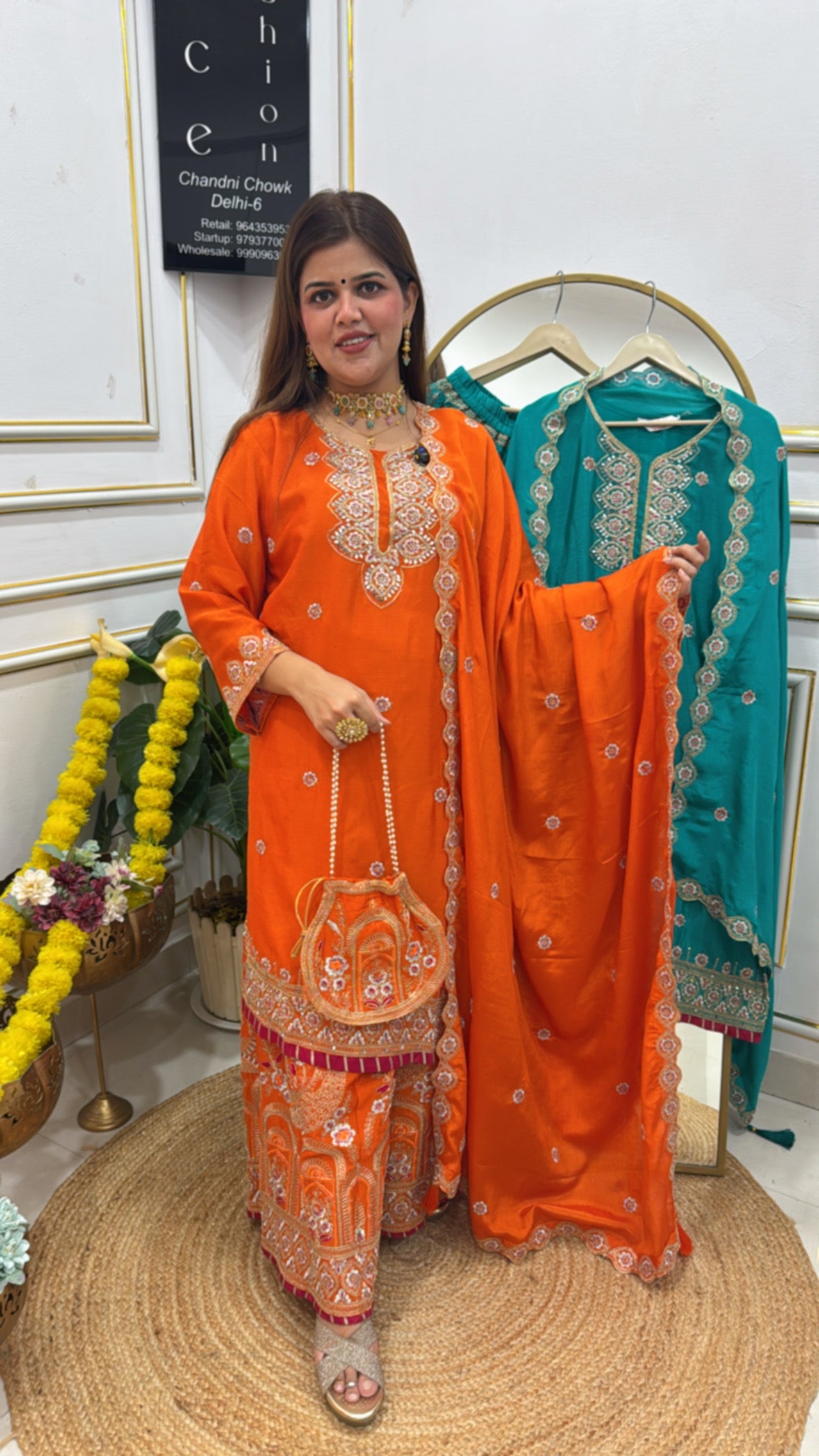 Ready to wear exclusive pure chinnon silk partywear fully embroidered dress  GF653