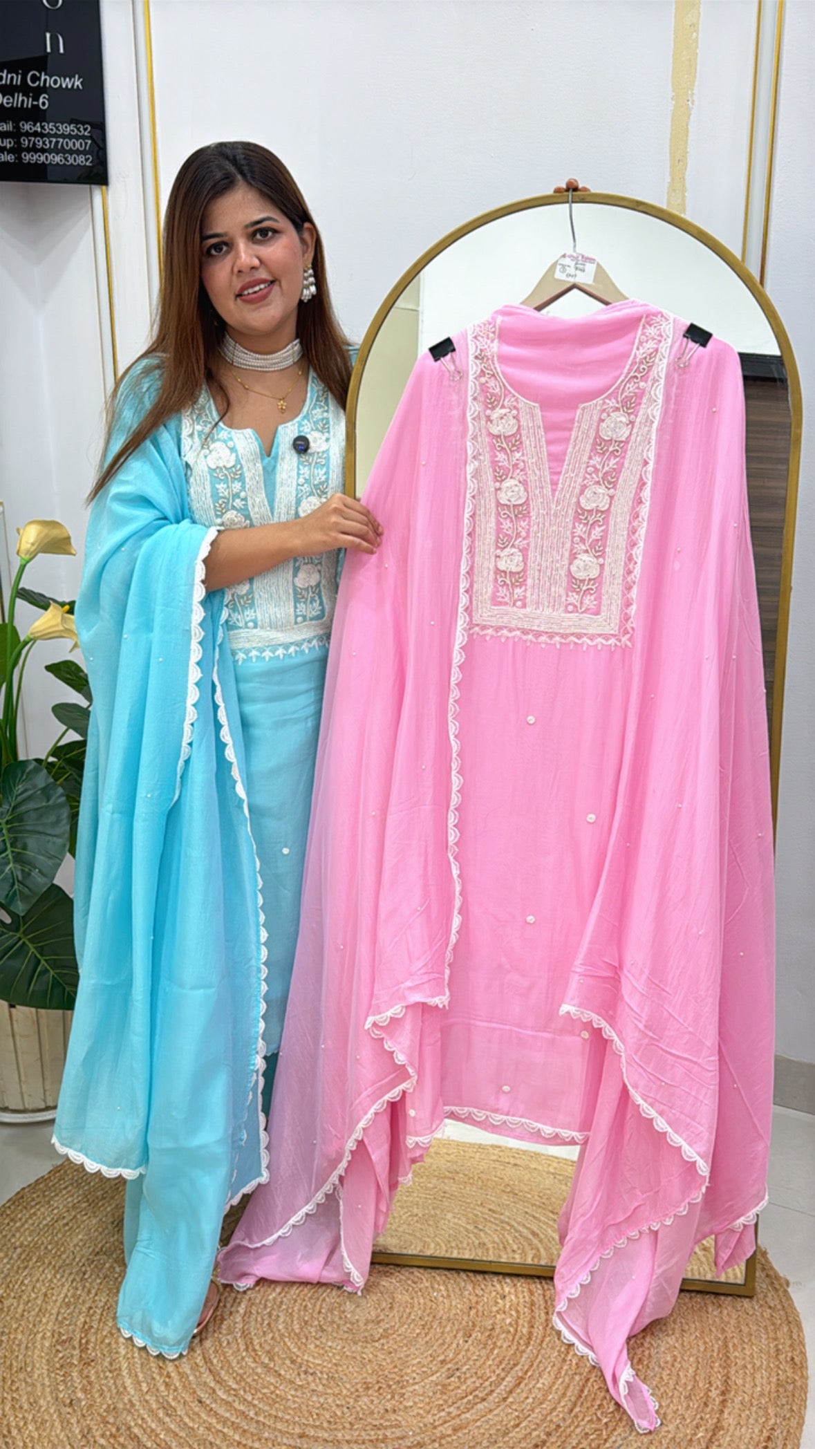 Pure mul cotton chanderi along with premium handwork detailing all over shirt and neck along with mul cotton chanderi dupatta and pure cotton bottom GF508