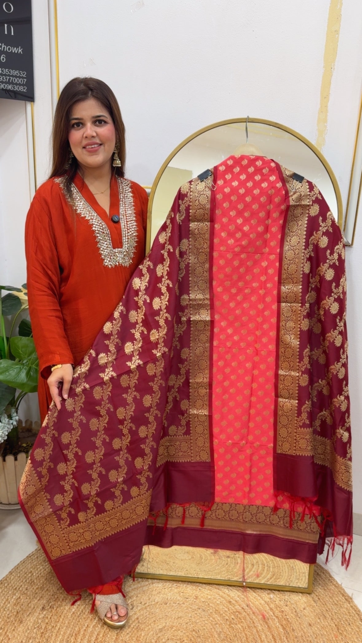 Beautiful weaved silk suit material with full length weaved silk dupatta GF696