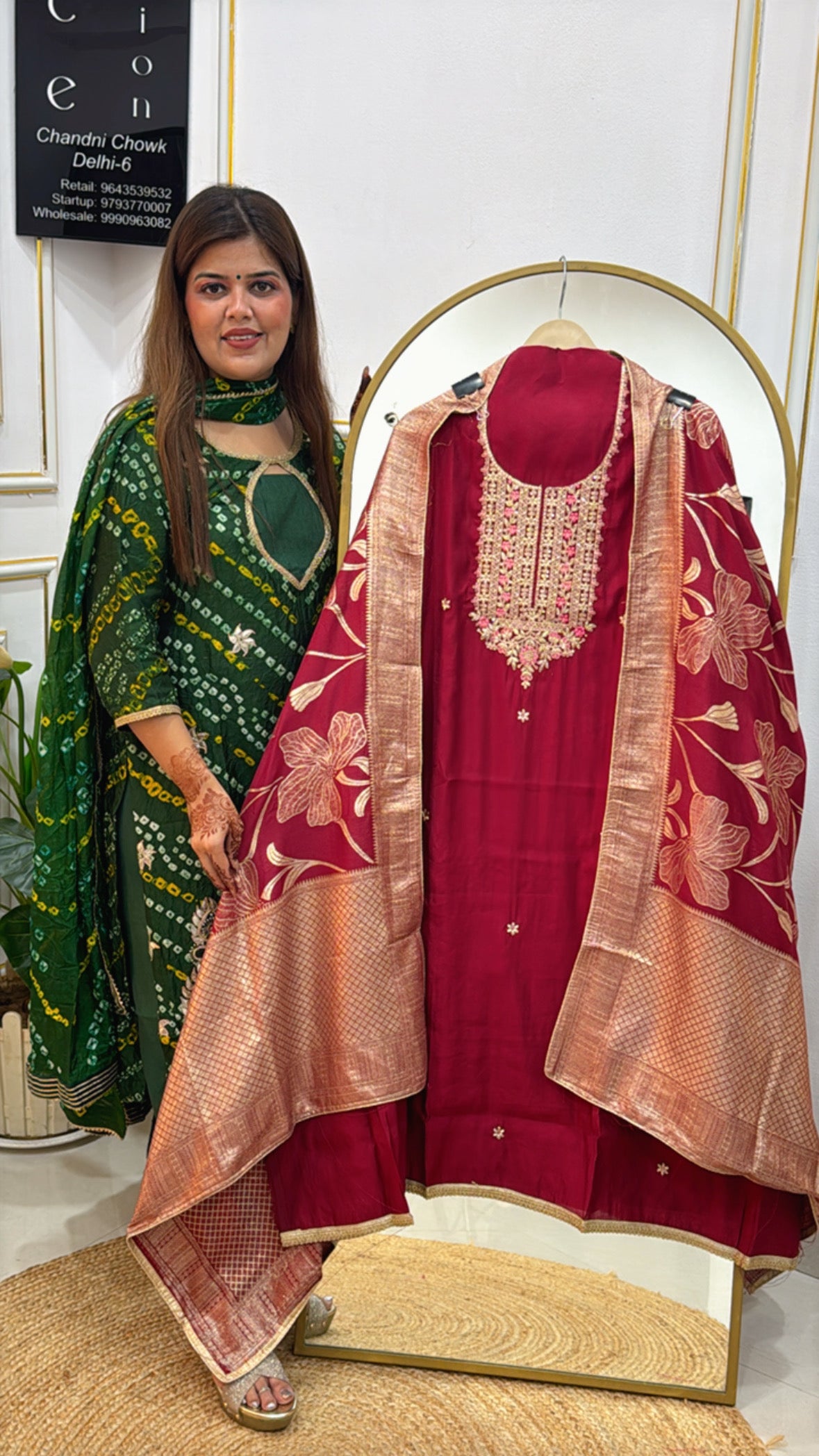 Rakhi Special Modal Cotton Silk Suit with Embroidered Neck &amp; Banarasi Weaved Dupatta GF 371