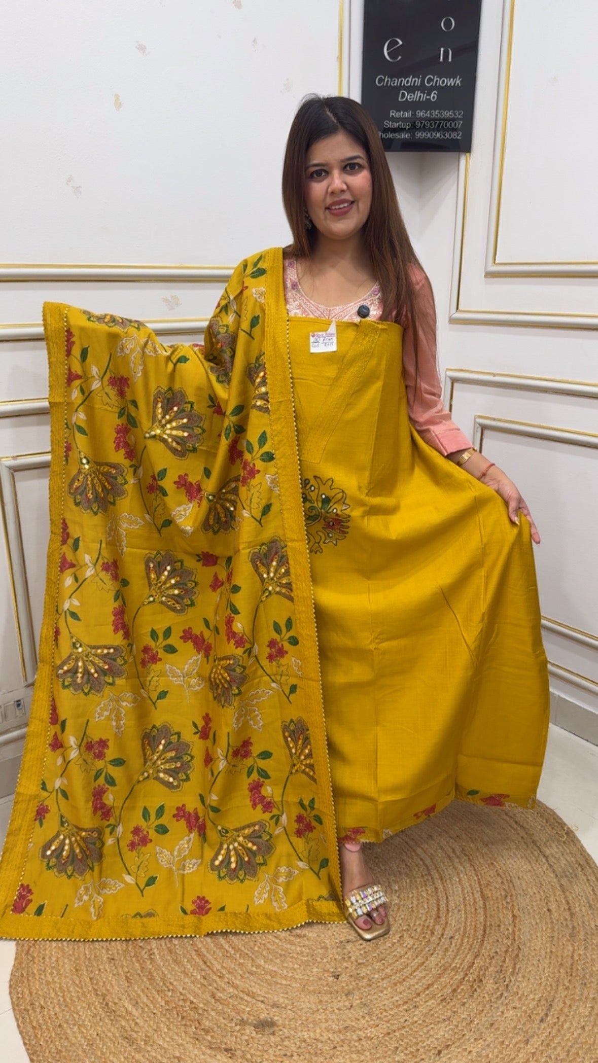 Vibrant vibes pure cotton designer premium dupatta embroidery dupatta work designer cotton suits materials GF1144 Yellow