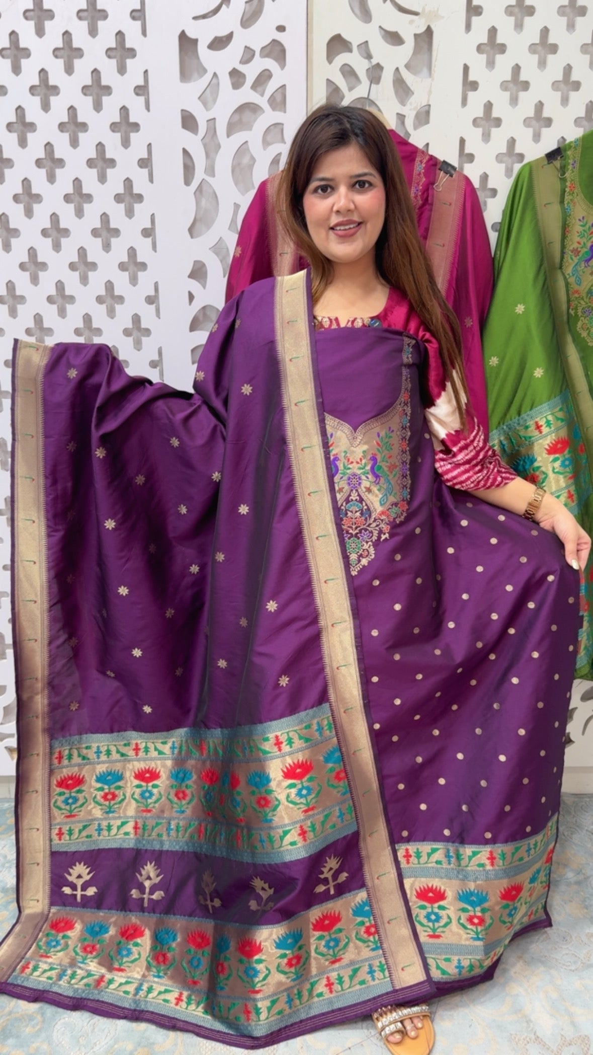 Designer and royal pure silk weaved suit material with full weaved dupatta best seller GF 851