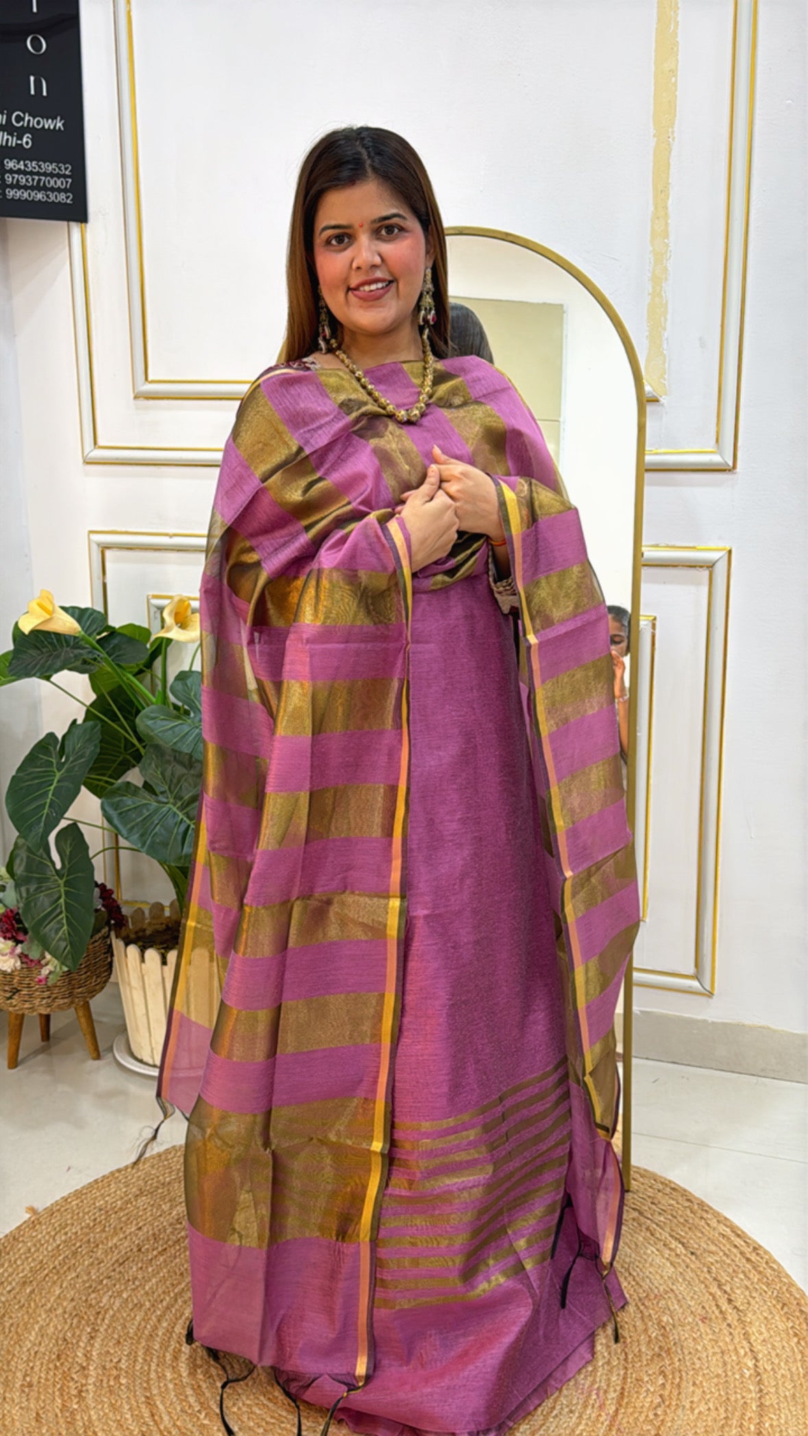 Best seller super soft chanderi silk suit material along with golden weaved border and handloom golden weaved dupatta GF 620