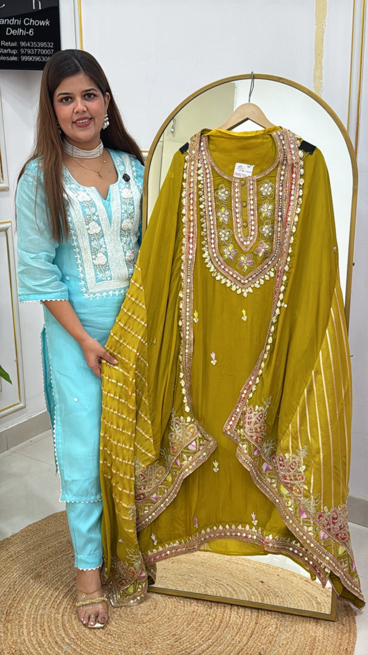 Latest and premium pure organza crepe silk shirt material along with all over designer manual gota work with full length gota work designer dupatta GF513