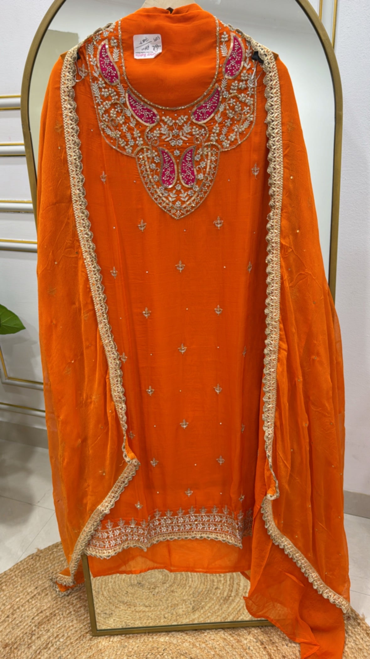 Premium Organza Unstitched Suit with Elegant Handwork Detailing GF 319