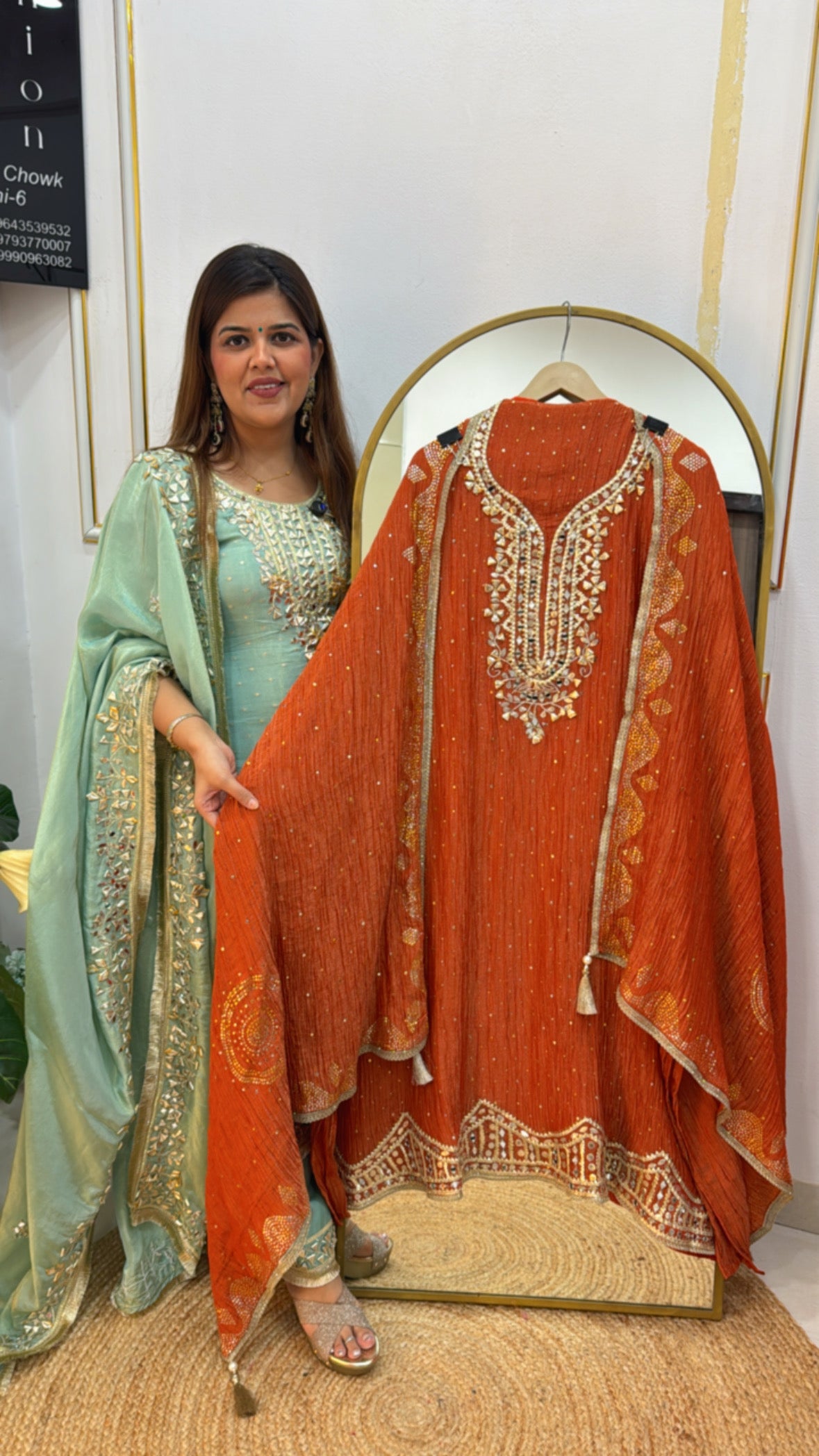 Festival special pure gota crushed shimmer silk suit material along with latest Mukesh work all over suit and dupatta GF586