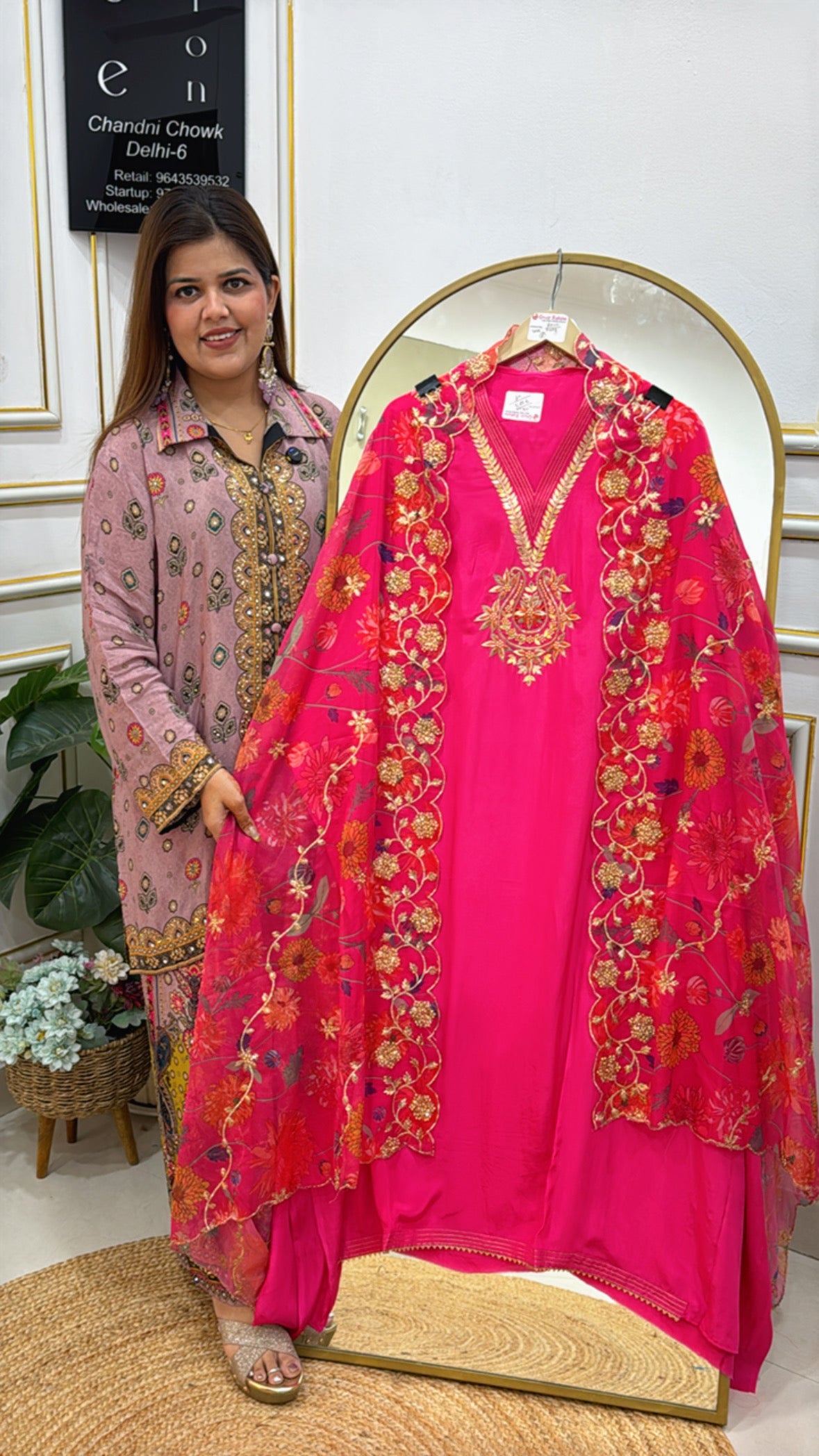 Premium crepe suit material with beautiful handwork along with digital dupatta GF476