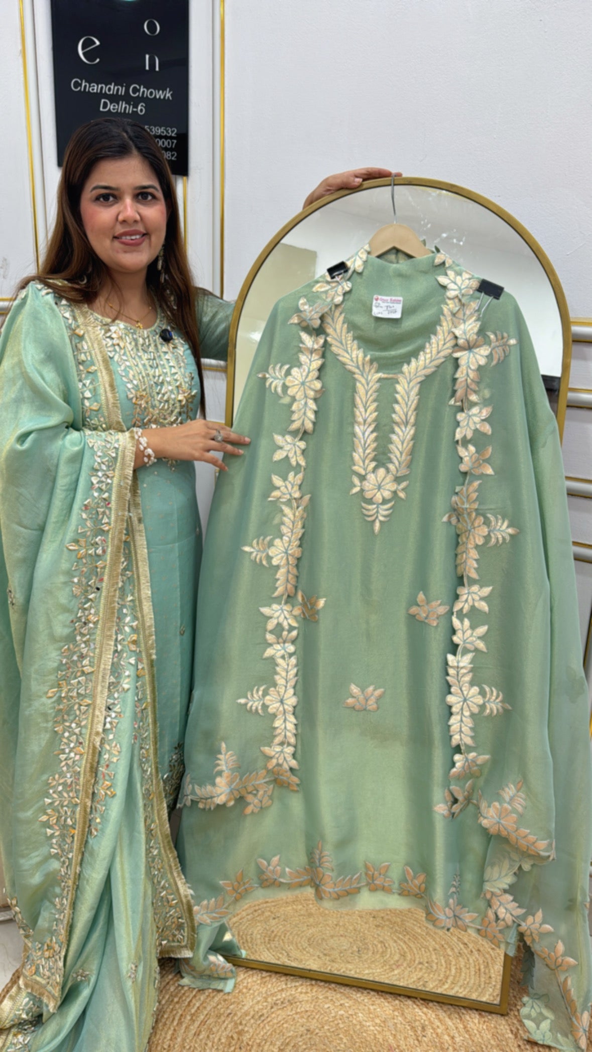 Pastel and designer pure silk shimmer suit material along with all over designer scalp detailing GF578