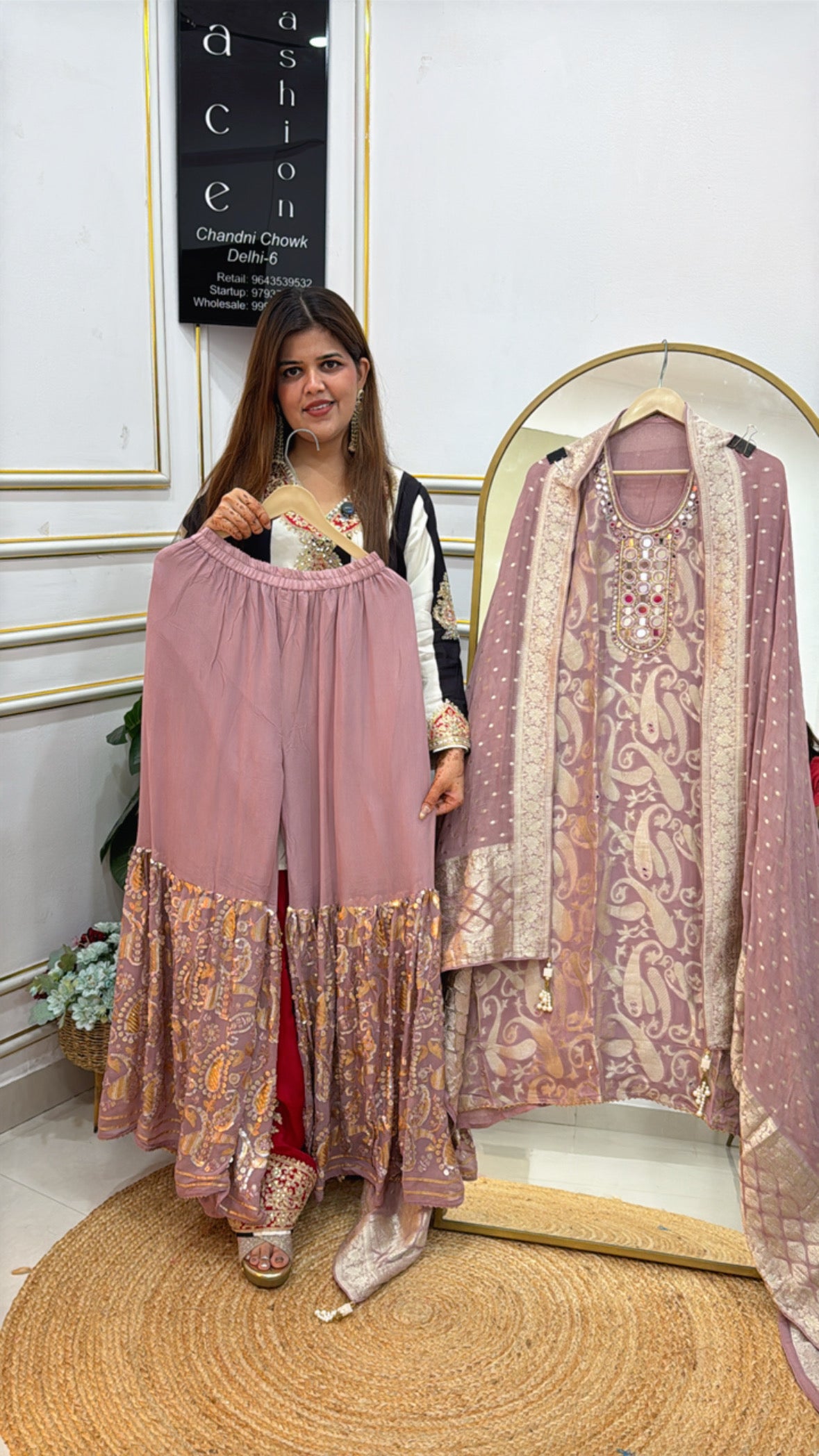 Graceful Readymade Garara Set with Semi-Stitched Pure Chinon Shirt GF 419