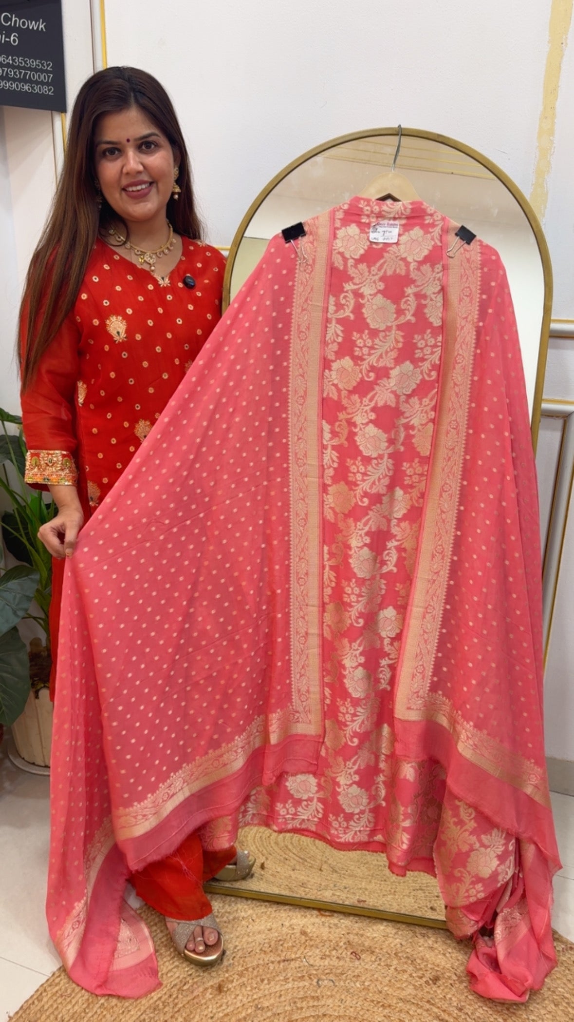 Best seller premium quality kaddi georgette silk full weaved suit material full full kaddi silk weaved dupatta GF783