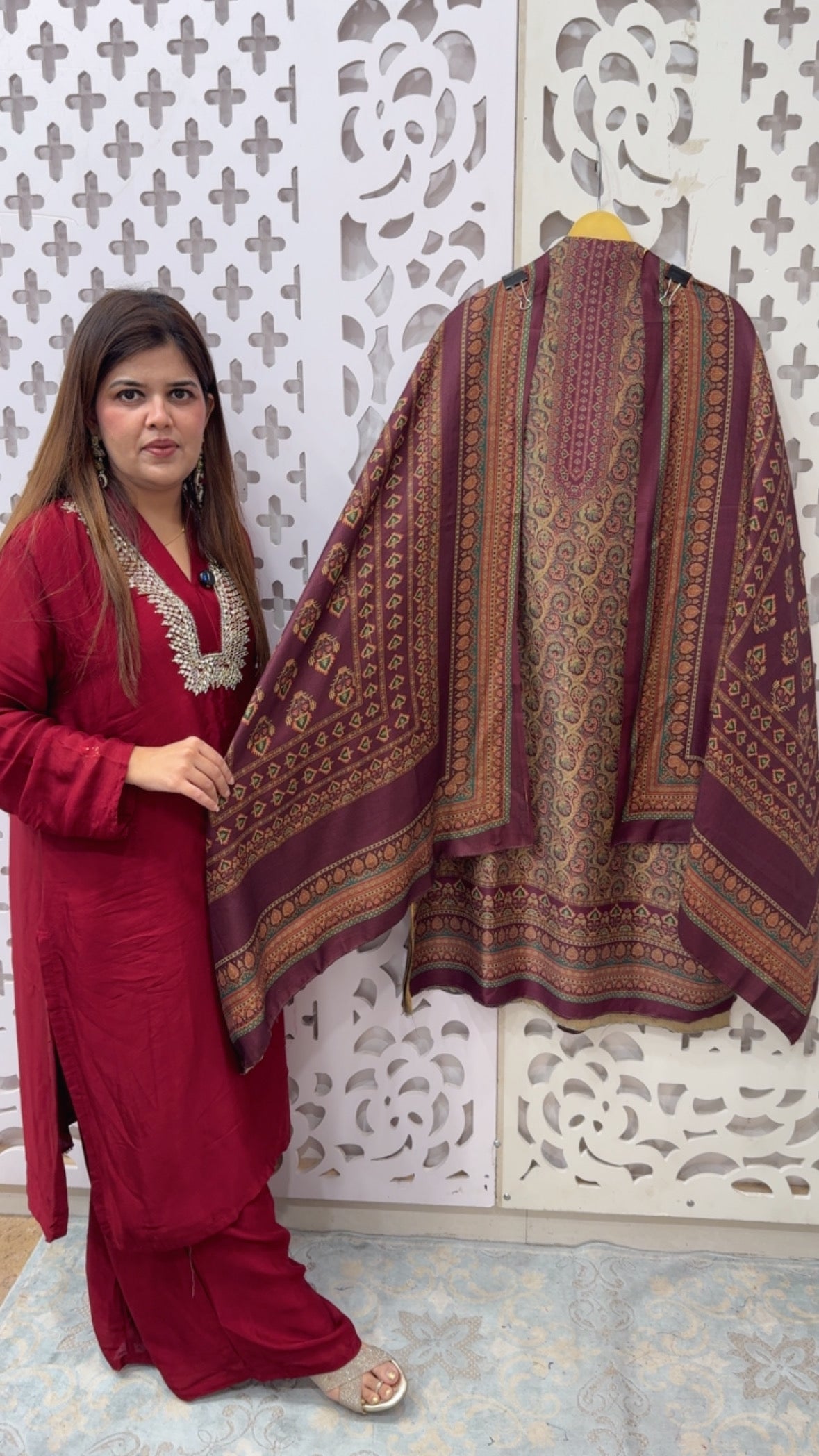 Winter special pashmina suit material beautiful Kani printed pashmina with pashmina dupatta GF811
