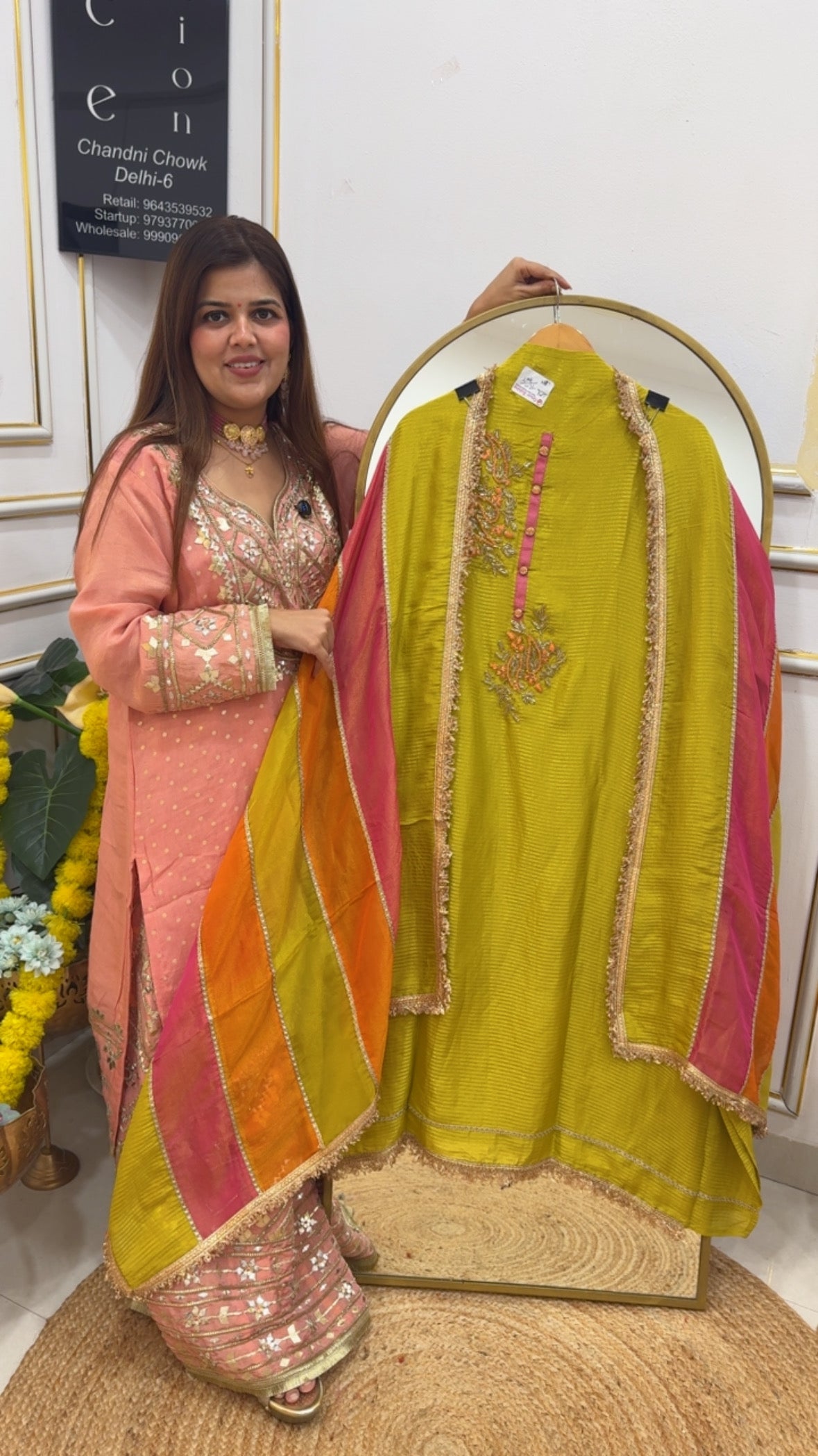 Elegant and partywear premium shimmer silk with handwork and with shimmer silk designer dupatta GF688