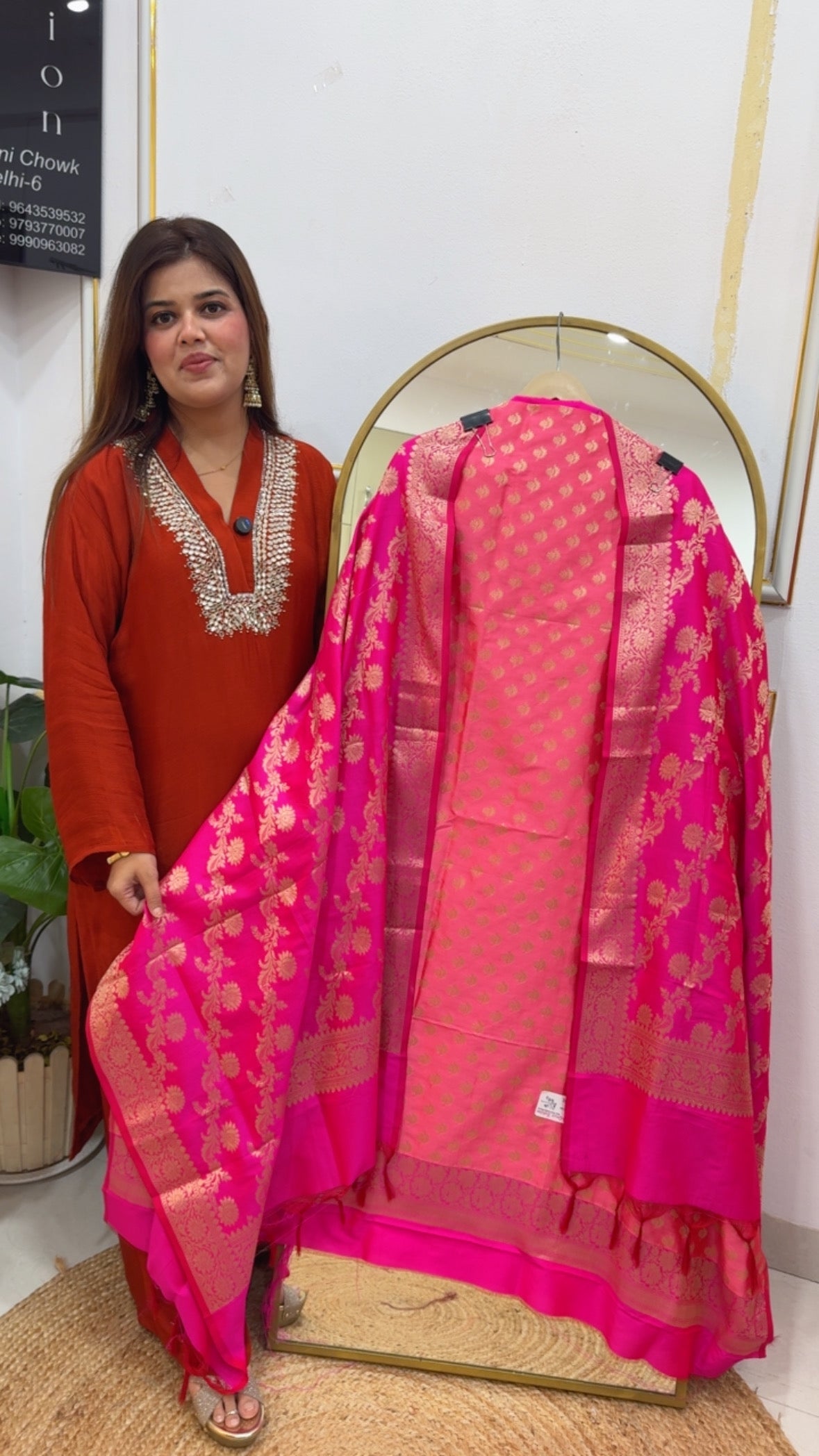 Beautiful weaved silk suit material with full length weaved silk dupatta GF696