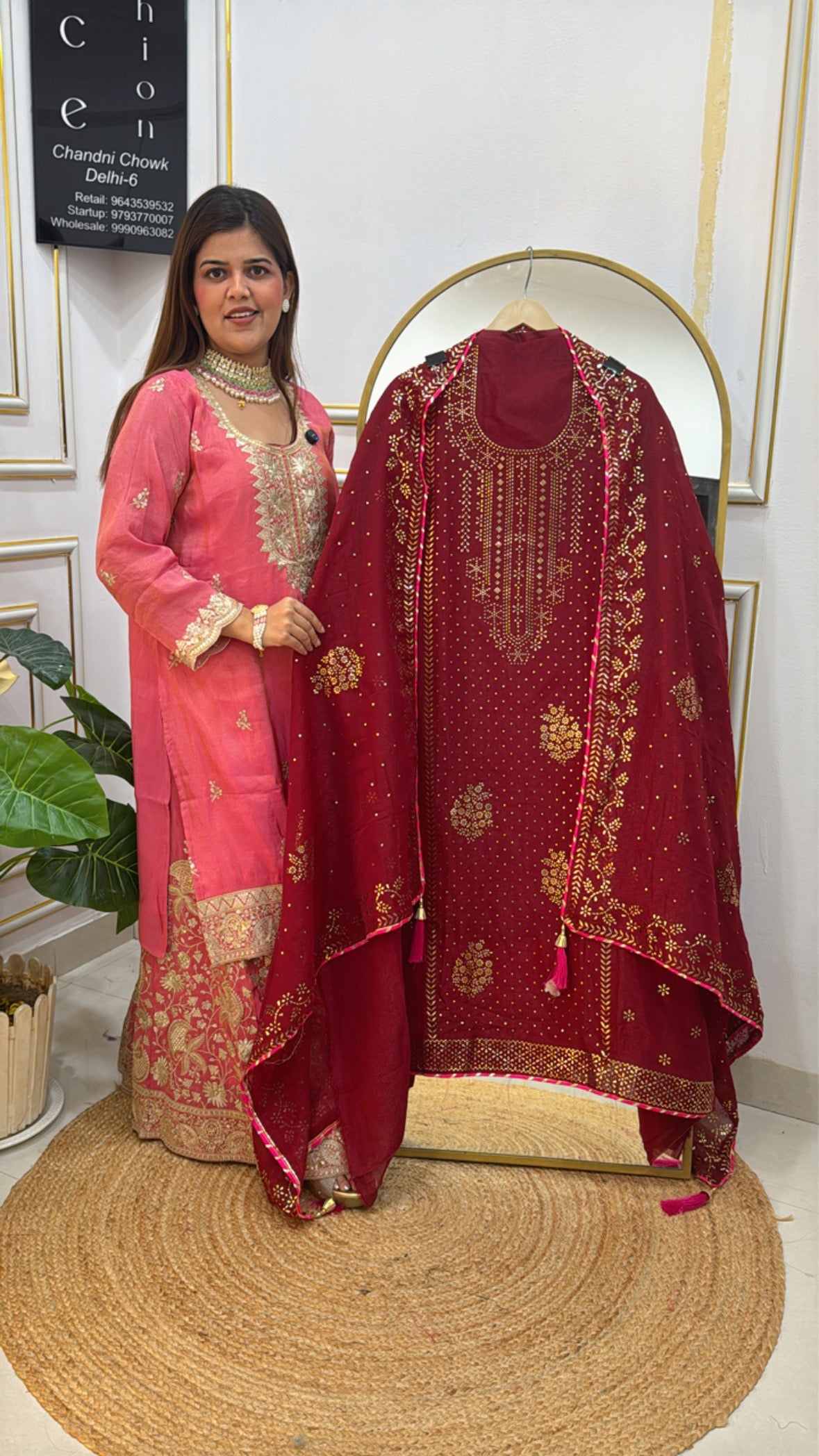 Designer and comfortable pure soft mul chanderi silk suit material with designer Mukesh work all over shirt nad dupatta GF 597