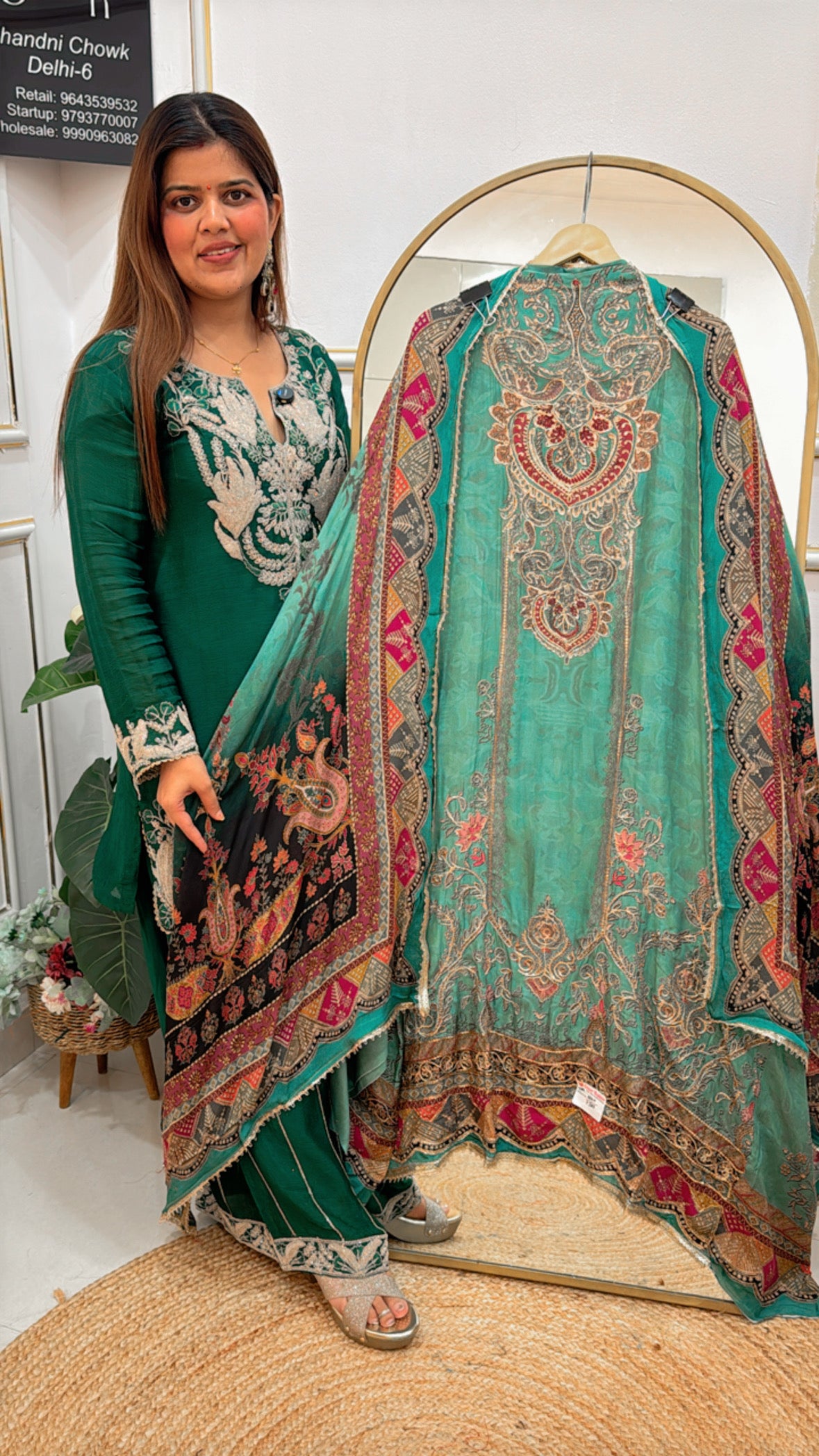 Elegant choice pure digital crepe karachi printed suit material with peeta highlight all over shirt and dupatta GF 623