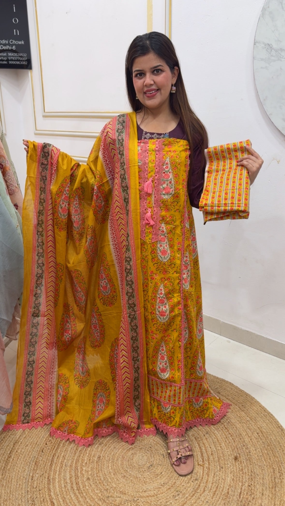 Pure cotton super Summerish casual cotton suit material along with pure cotton dupatta with printed cotton bottom GF1137 Golden Yellow