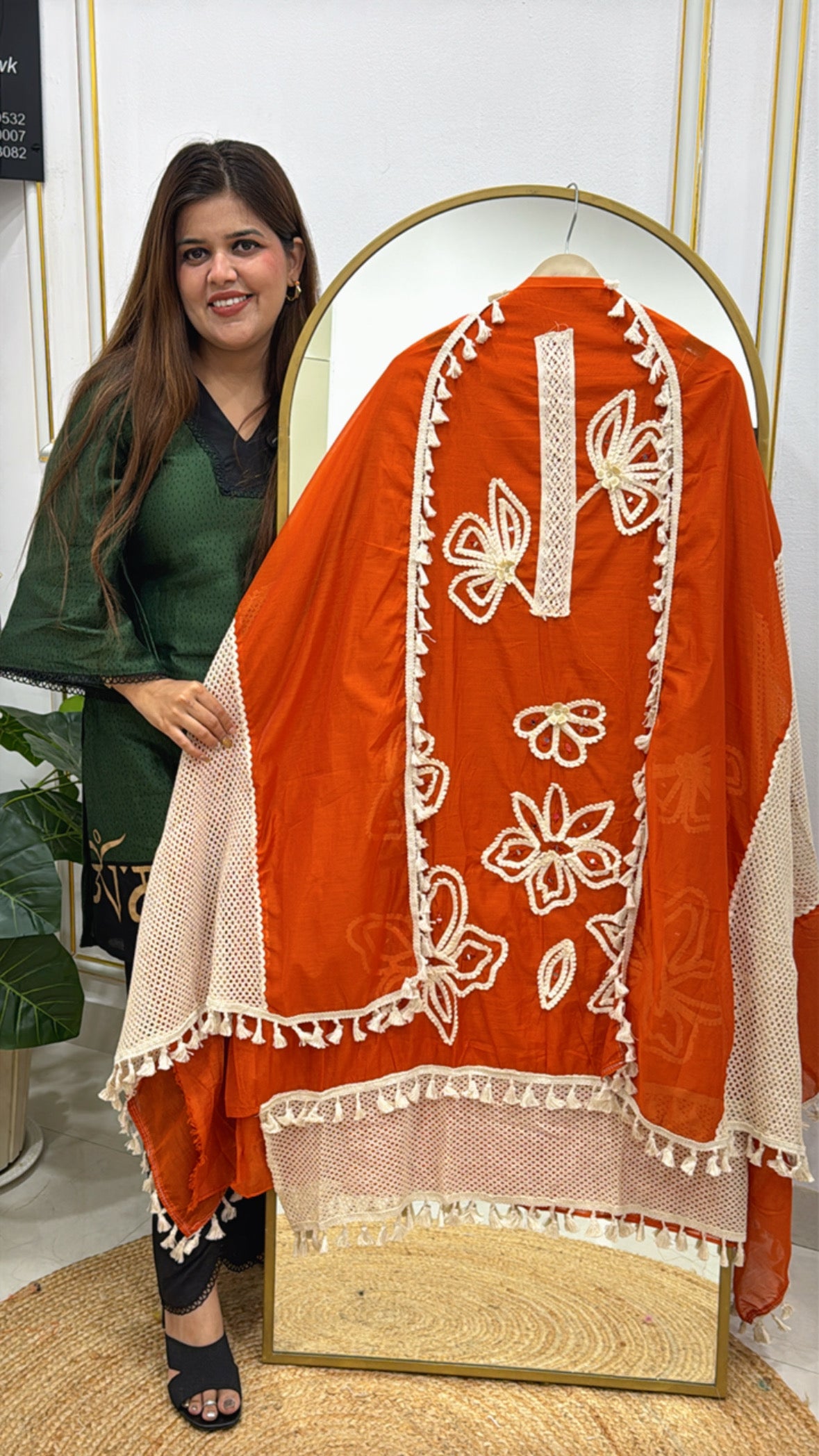 Trending Boho Designer Suit in Mal Chanderi with Patterned Dupatta GF 315