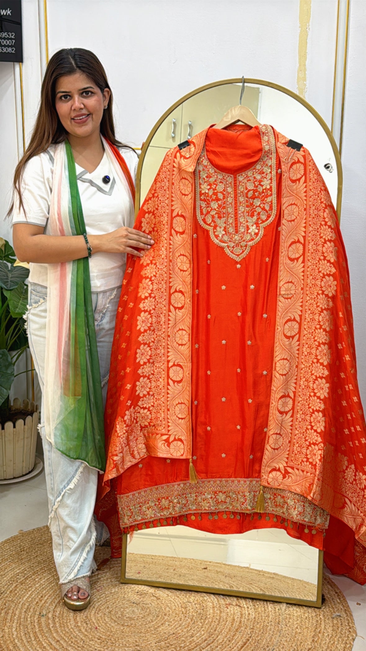 festival special pure silk hand zardozi work on shirt along with weaved banarasi dupatta GF 474