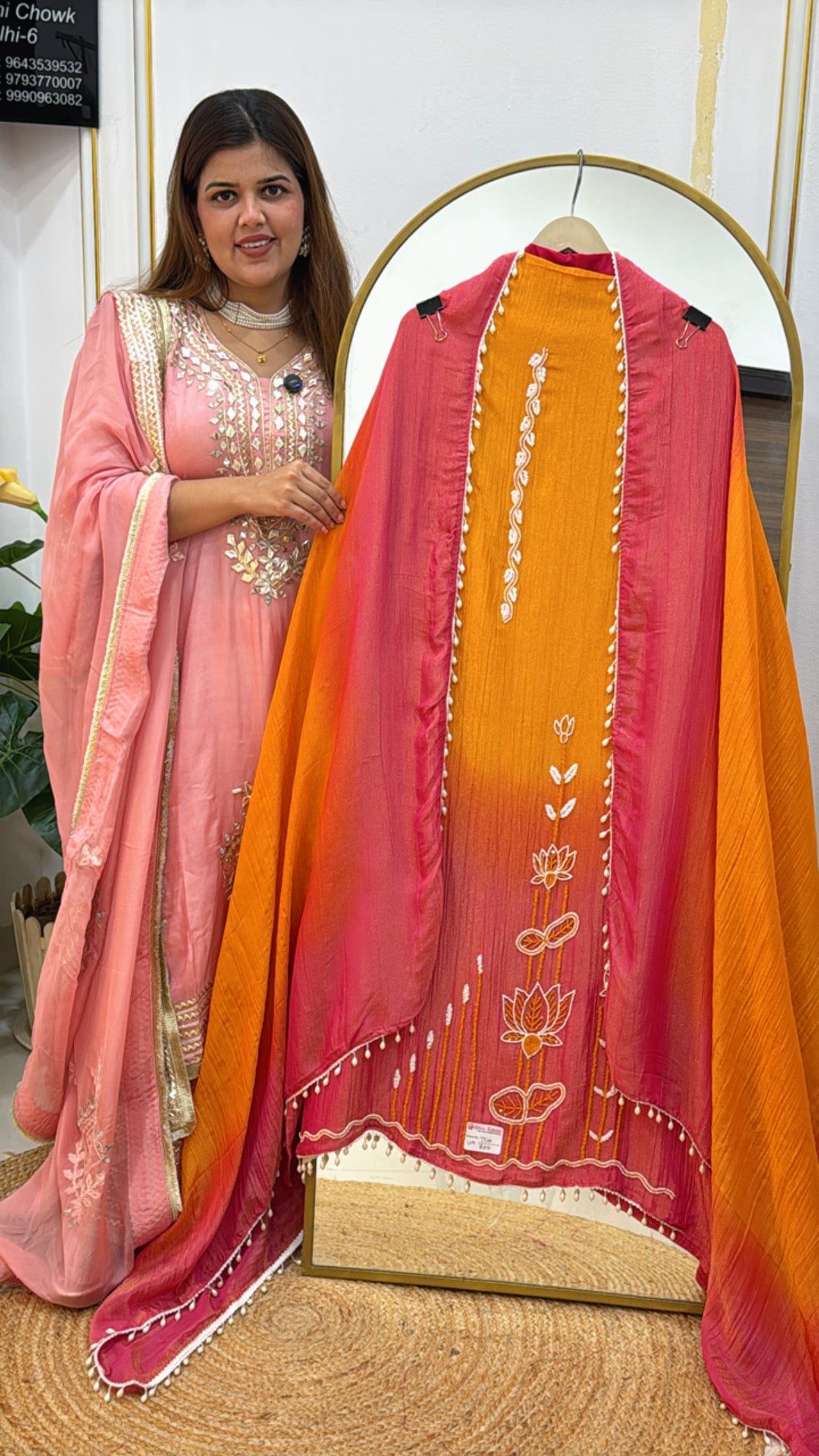 Festival Special Crushed Shimmer Silk Suit Material with Ombre Shirt &amp; Dupatta GF 518