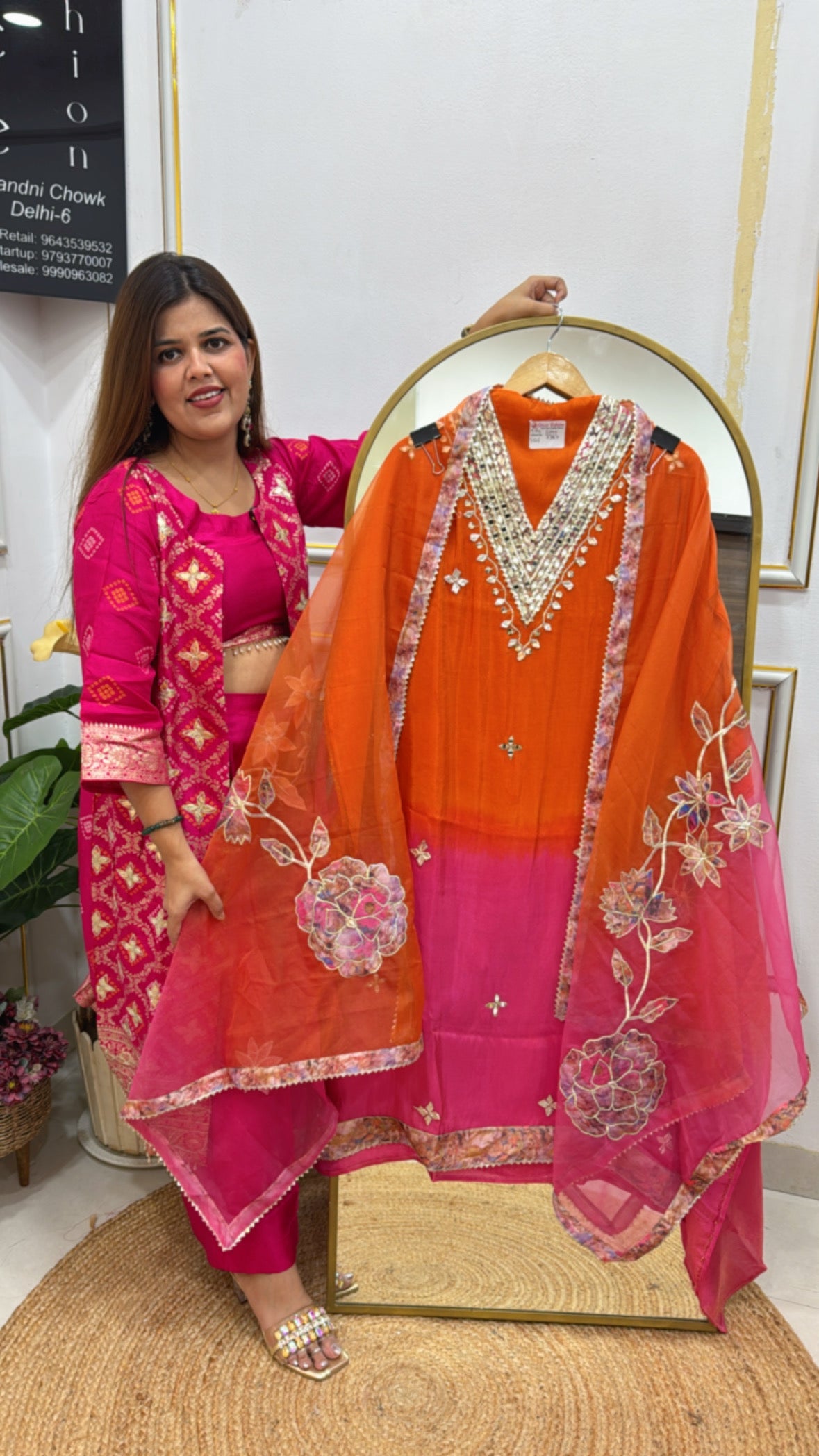 Festival special latest manual gota designer neck detailing along with organza dupatta with all over applique work GF 532