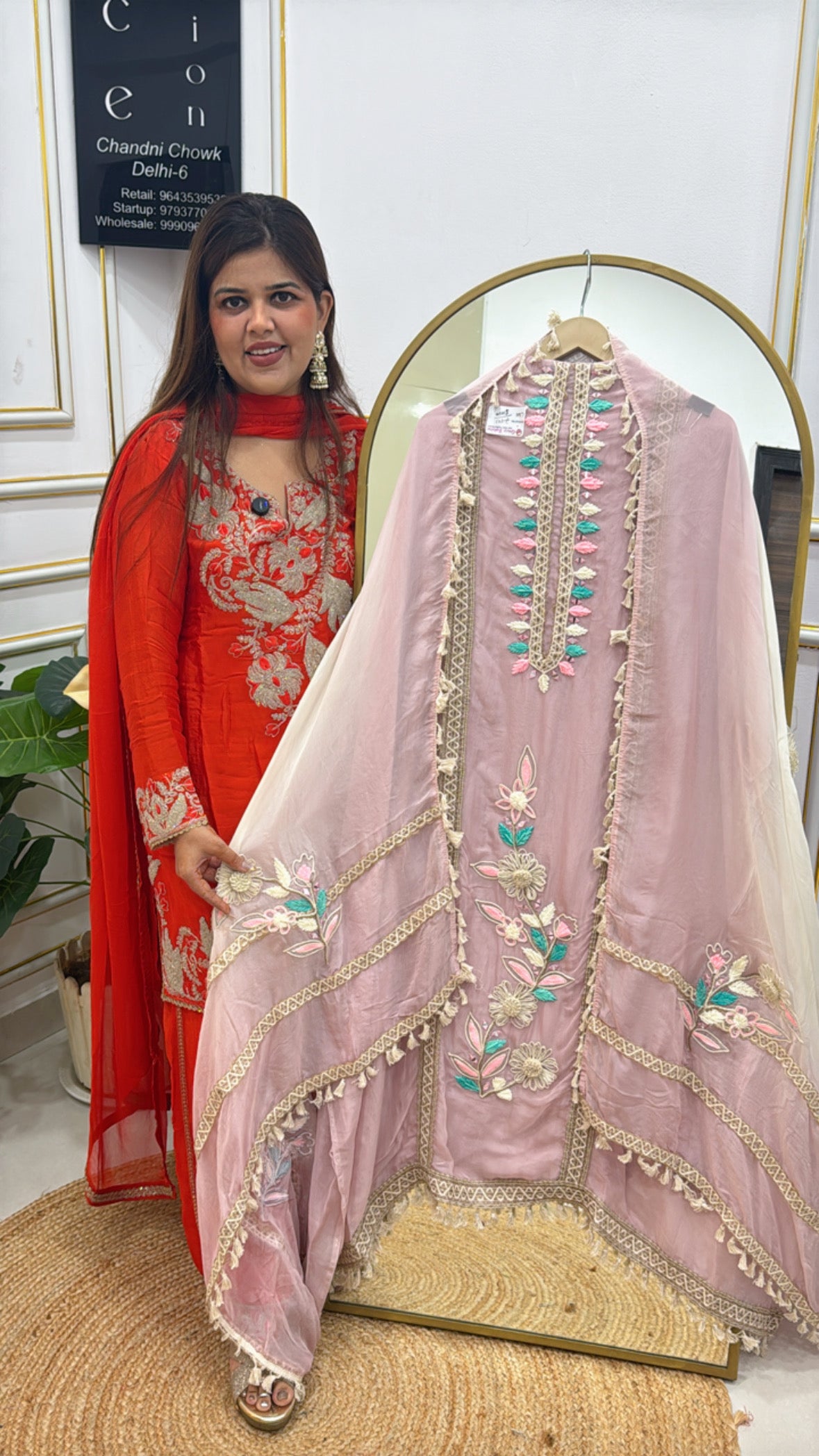 Organza Unstitched Suit with Mirror &amp; Thread Work GF 283