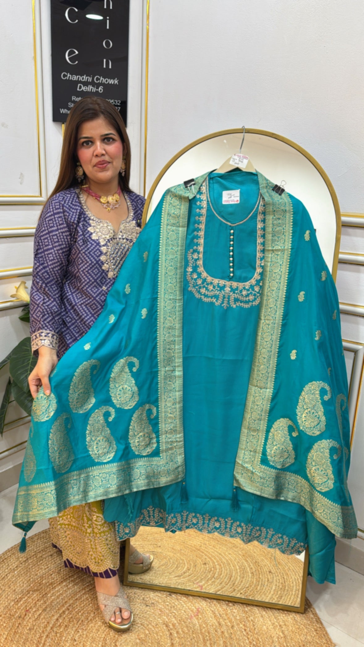 Festival special pure silk designer neck with weaved banarasi dupatta GF 644