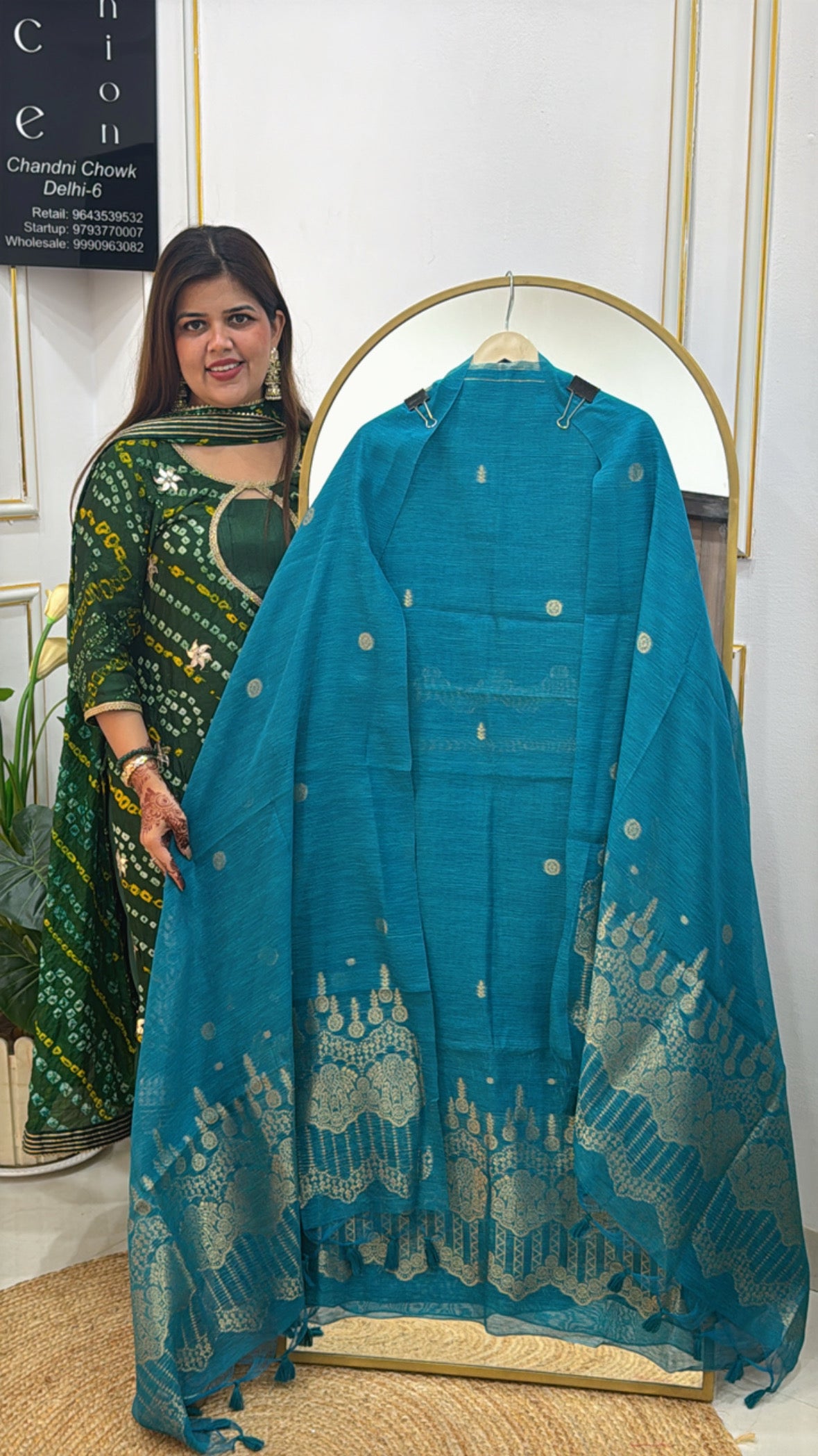 Monga Silk Jamdhani Pure Gold Weaved Suit with Gold Weaved Dupatta GF 366