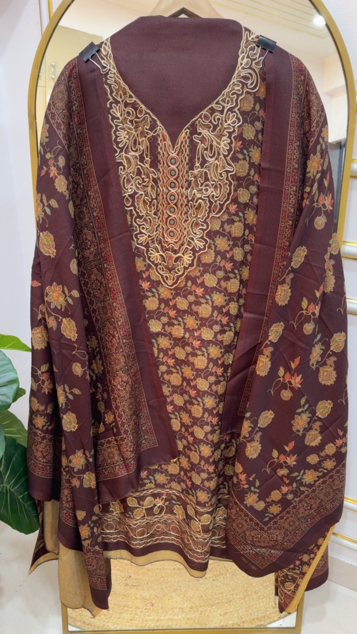 Huge demanded Kashmiri pashmina suit material with pashmina shawls and bottom GF874