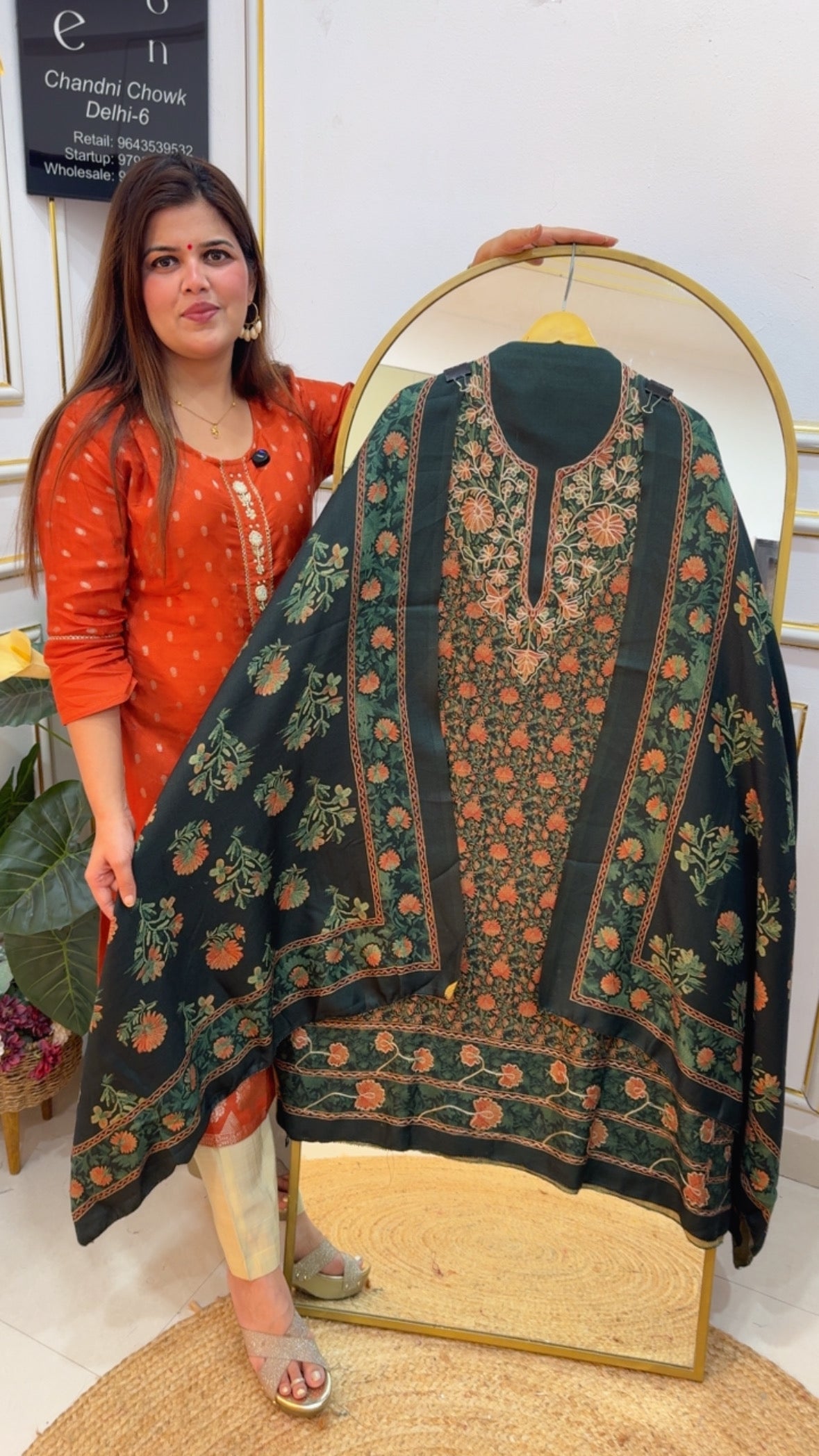 Kashmiri embroidery full weaved pashmina warm suit material with pashmina duapatta and bottom GF780