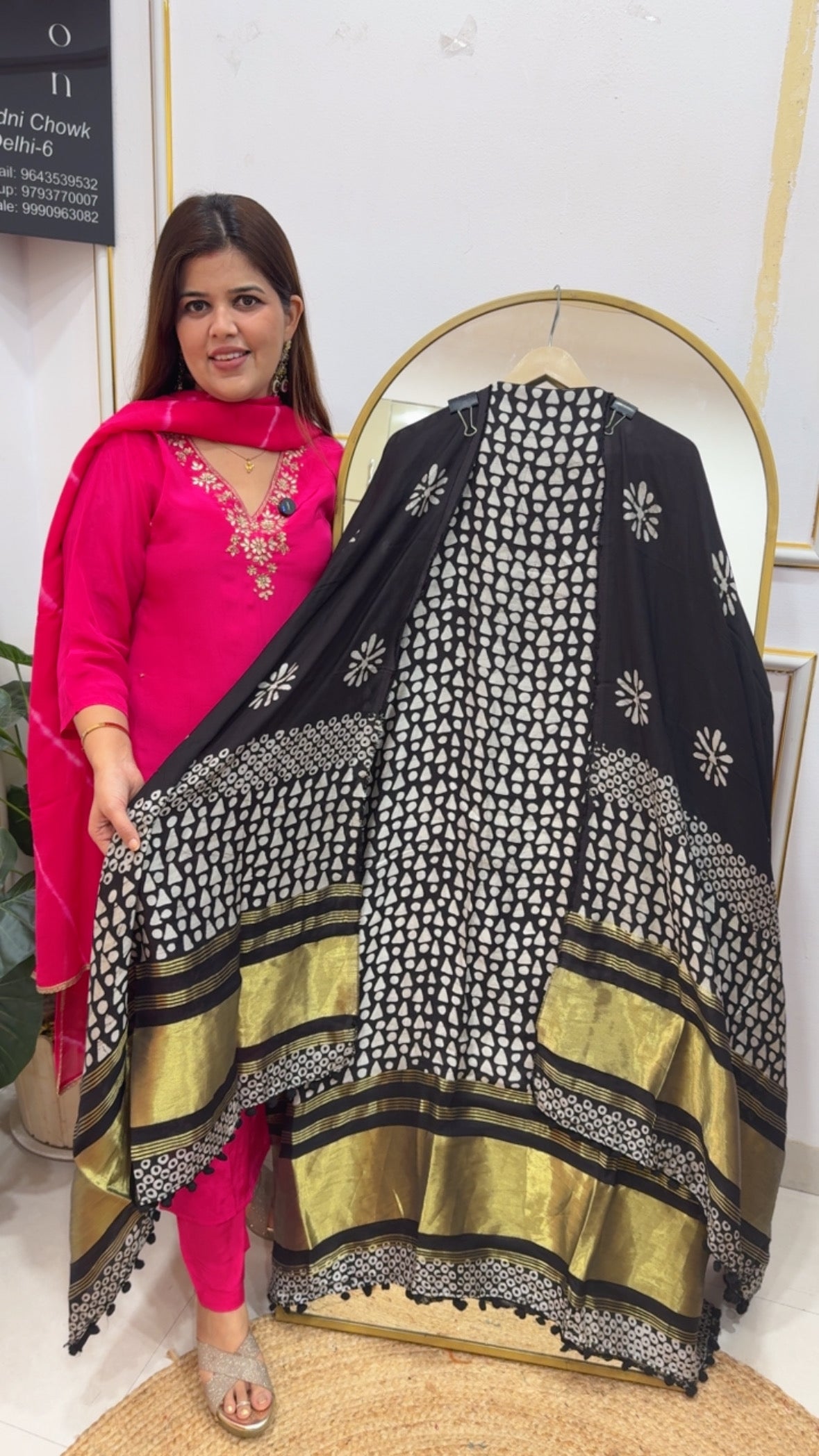 Bold and Beautiful very Graceful premium pure cotton silk full length suit materials with original batik printing along with golden weaved border all over shirt and dupatta GF791