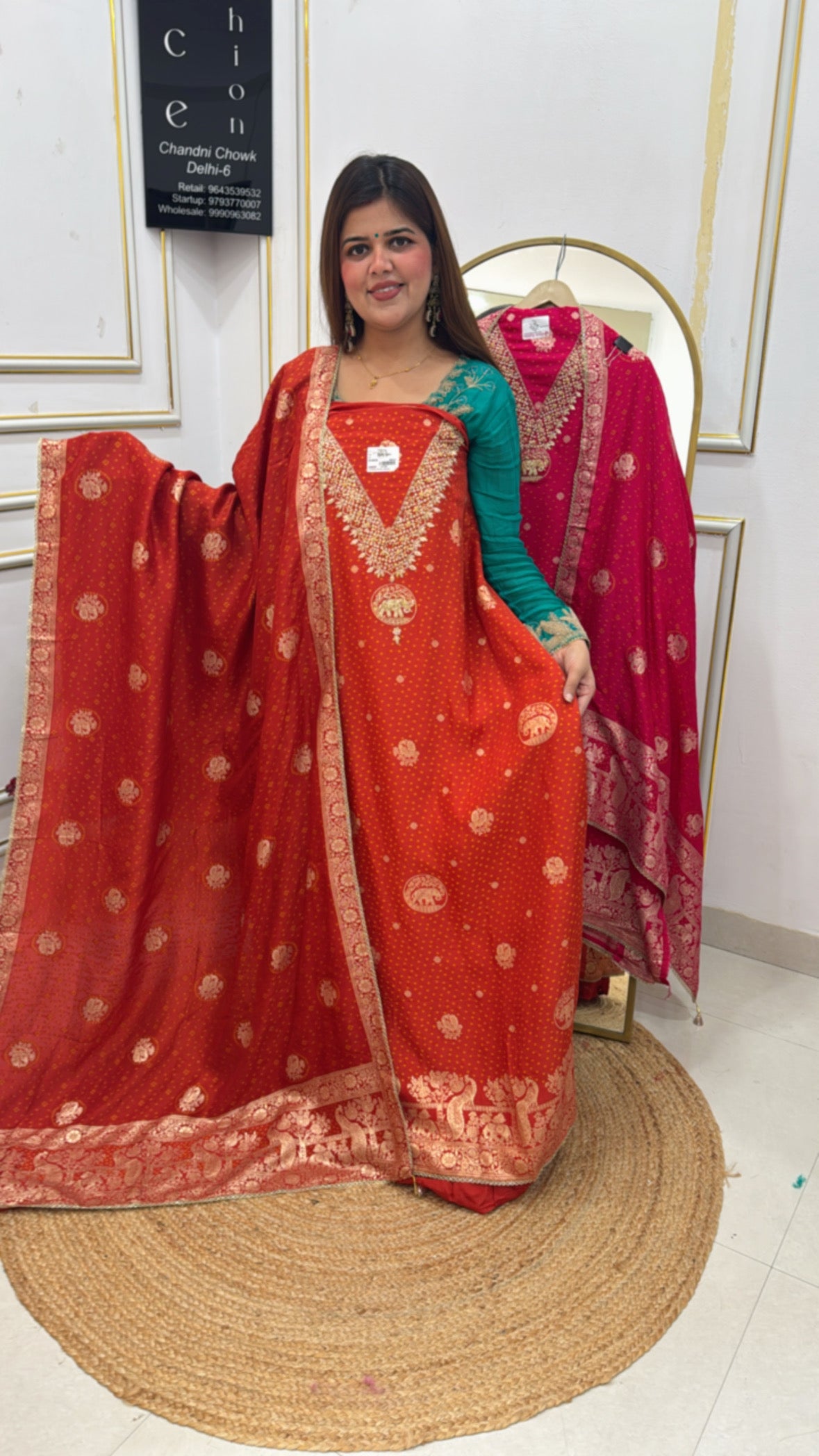 Karwa chauth special pure raw silk fully weaved shirt and dupatta  GF611