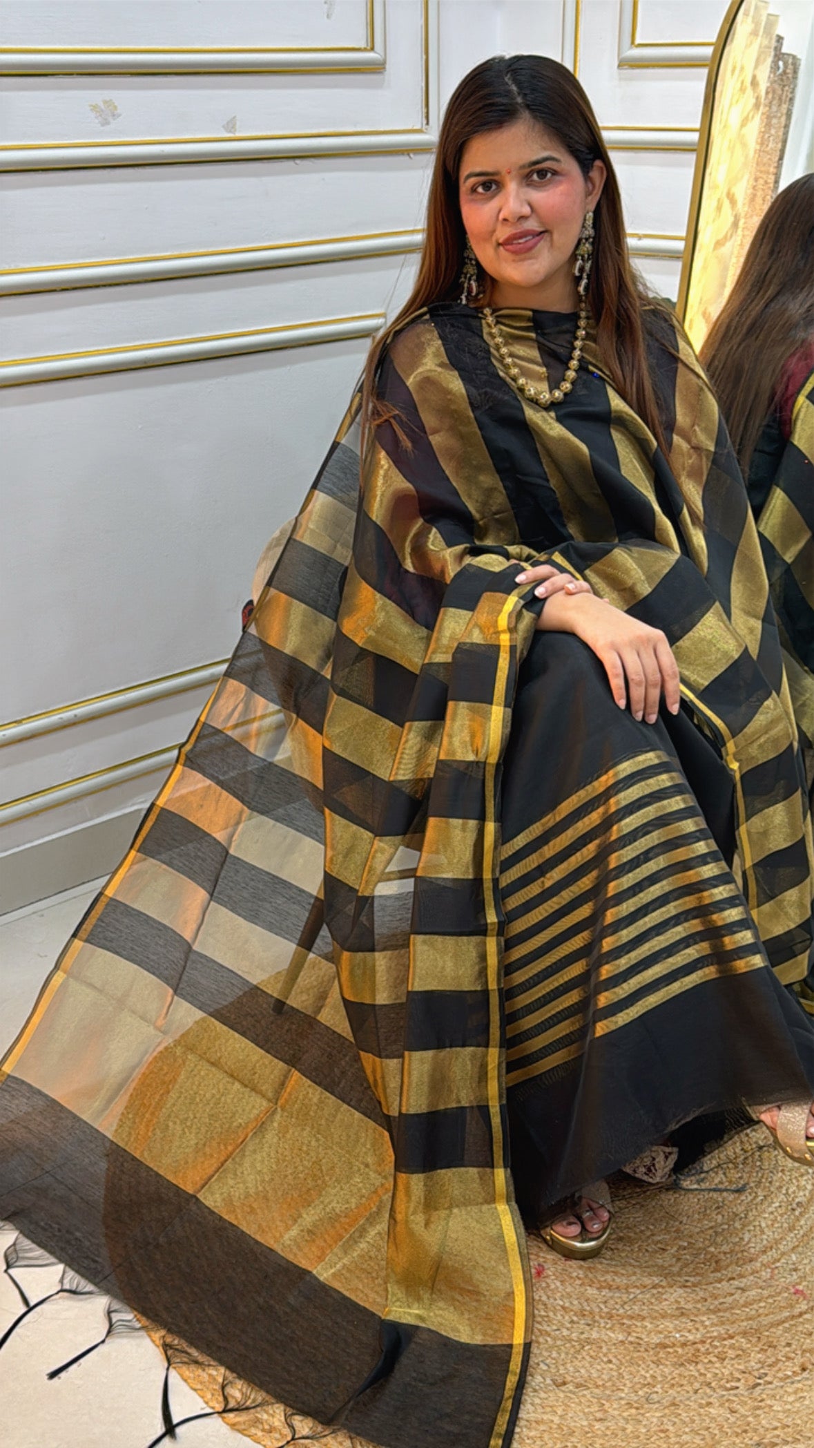 Best seller super soft chanderi silk suit material along with golden weaved border and handloom golden weaved dupatta GF 620