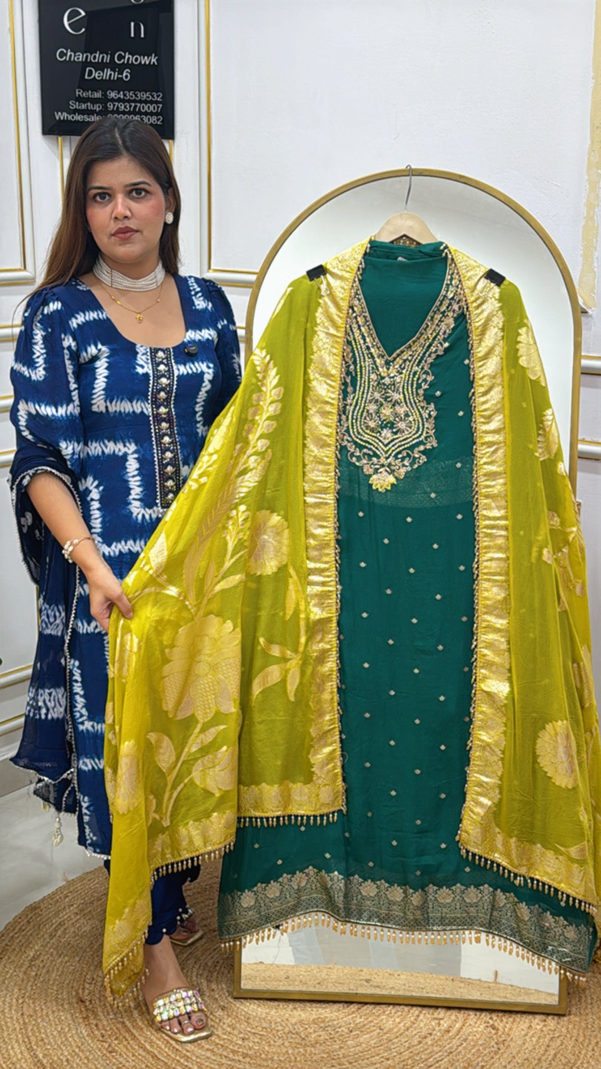 Wedding &amp; Partywear Special Handwork Pure Organza Silk Suit with Weaved Dupatta GF 568