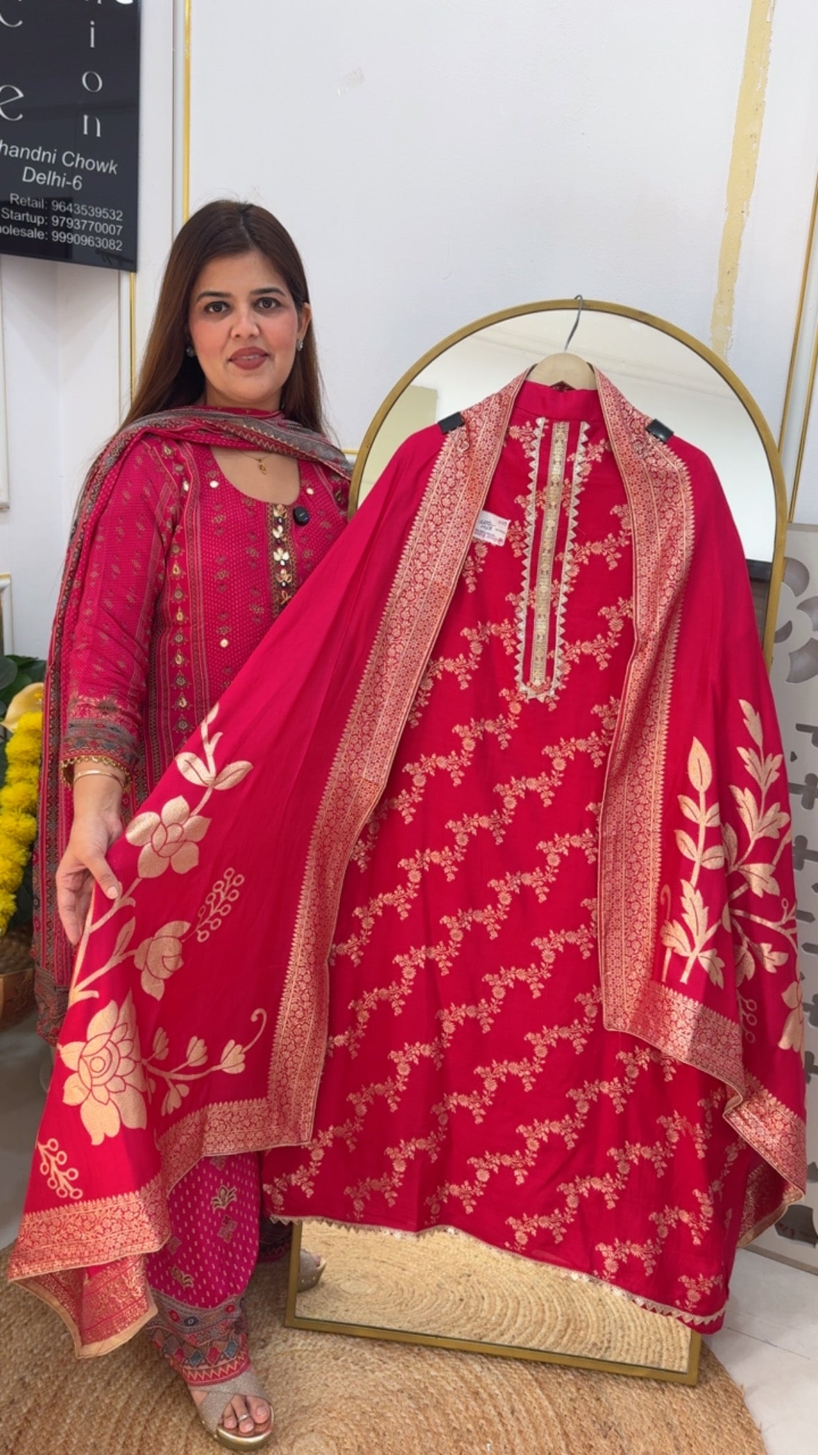 Wedding and partywear special premium pure dola silk weaved suit material GF722