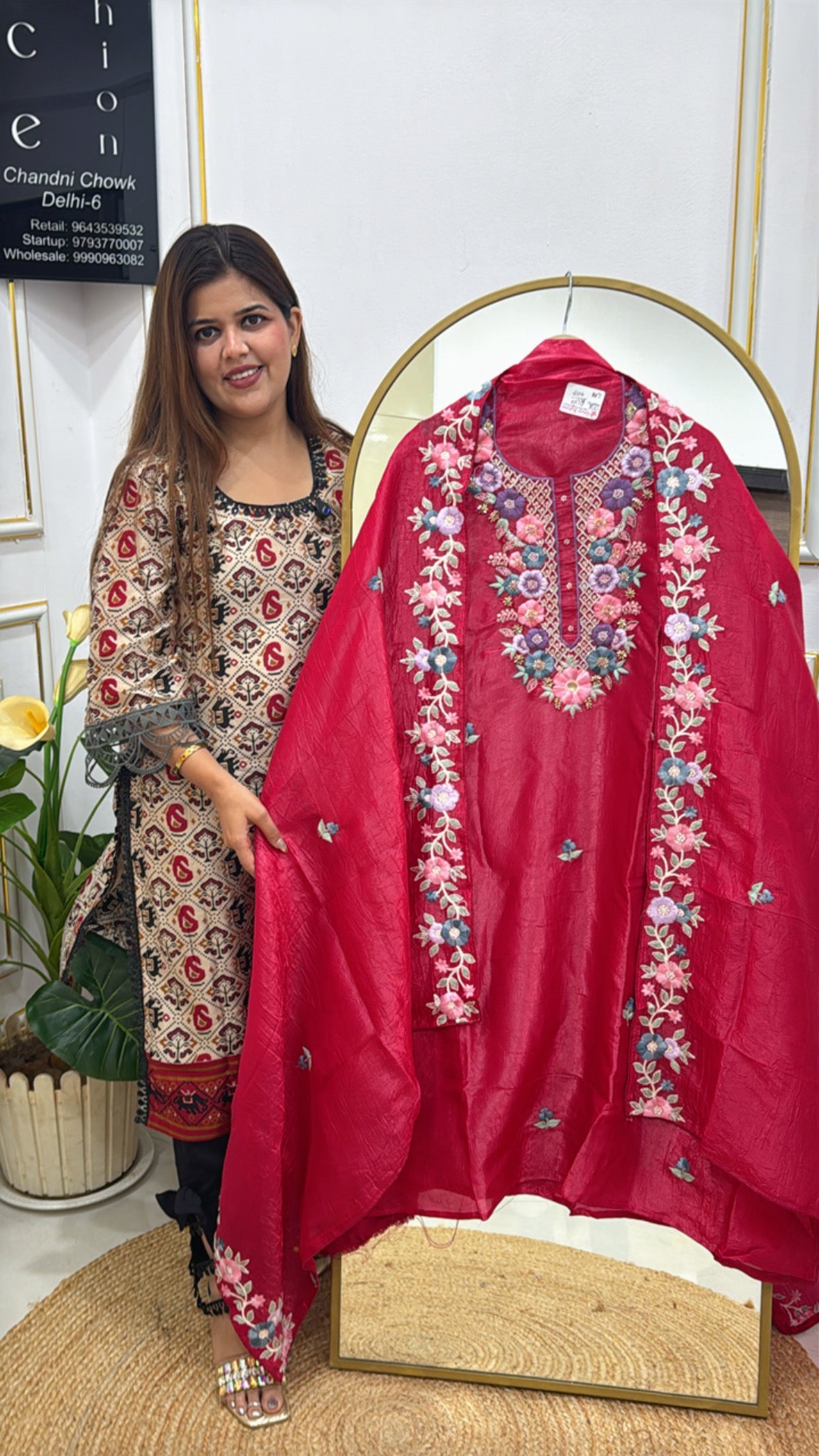 premium crushed silk with handwork detailing GF 291