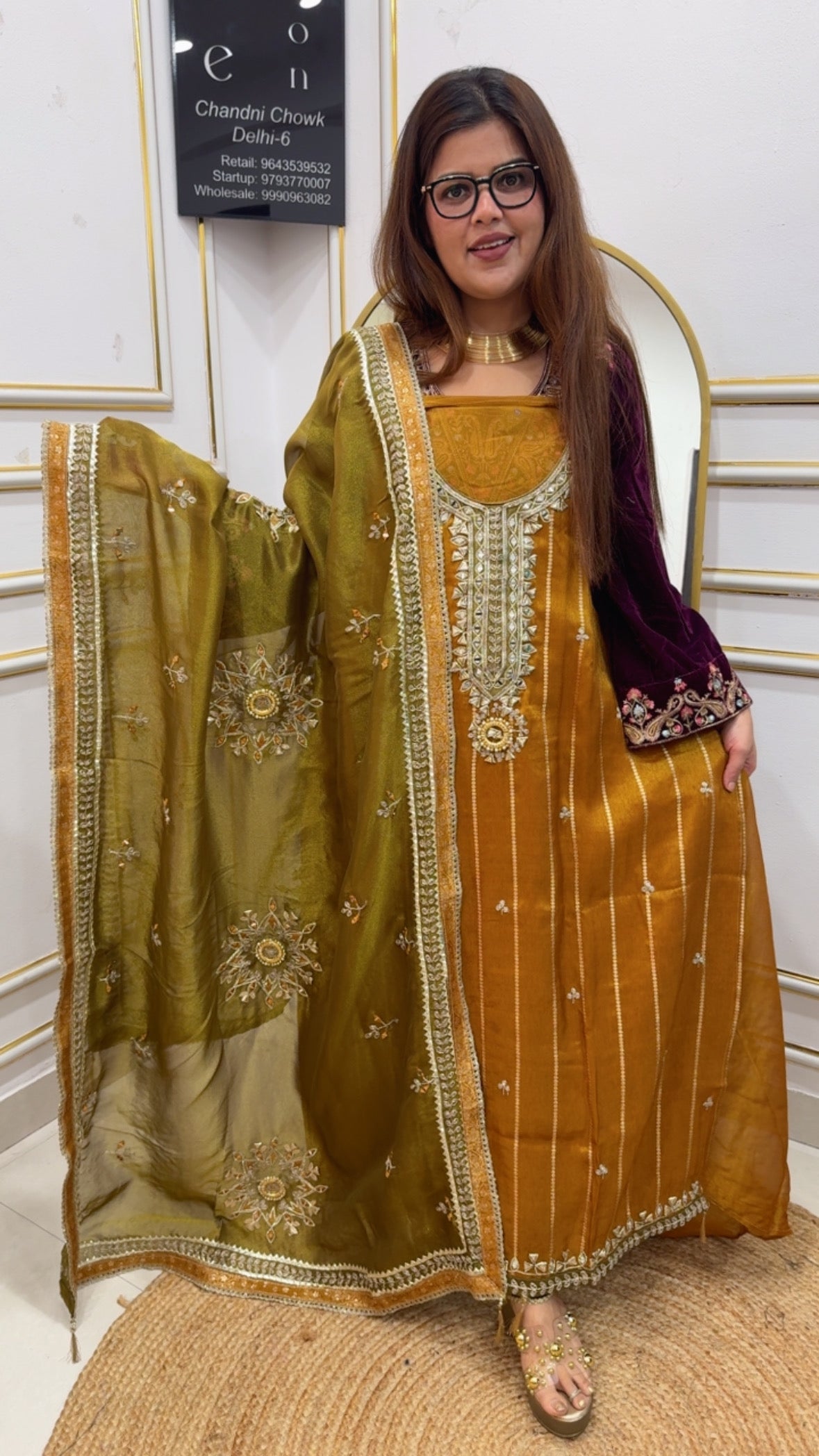 Partywear wedding style pure shimmer silk Gota Patti full work suit material with heavy designer Gota Patti dupatta in jackpot price GF884