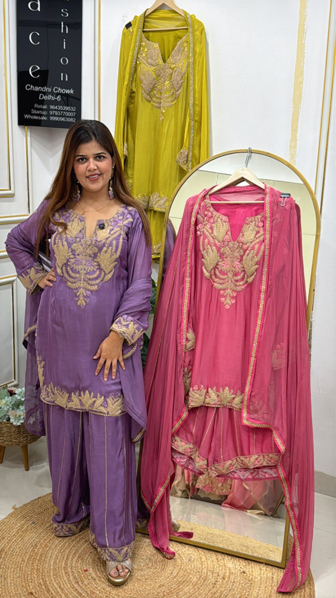 Best seller karwa Chauth special pure chinnon silk ready to wear dress with premium work detailing (size upto 42) GF 552